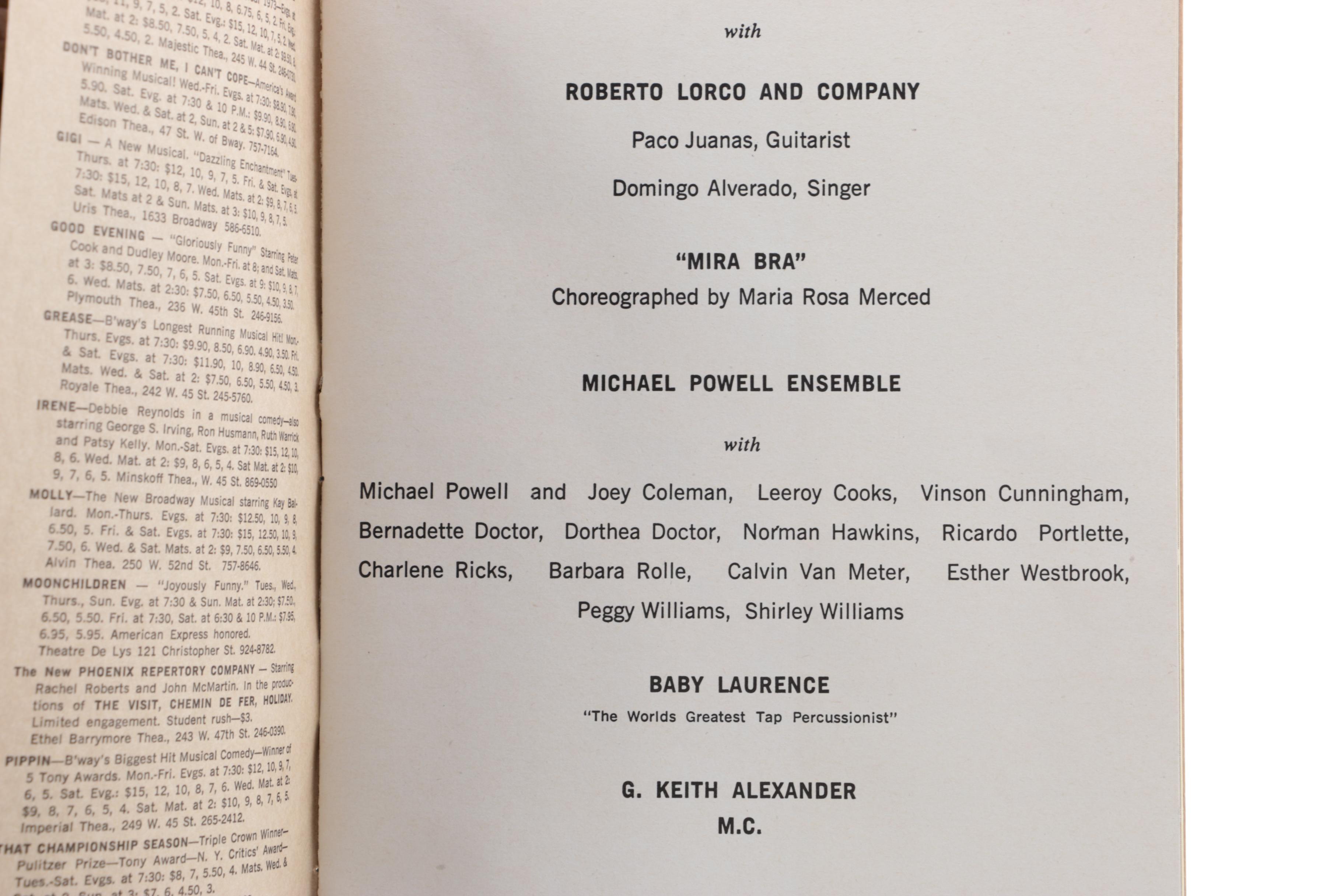 1975 "Doctor Jazz" and 1973 "An Evening with Josephine Baker" Programs