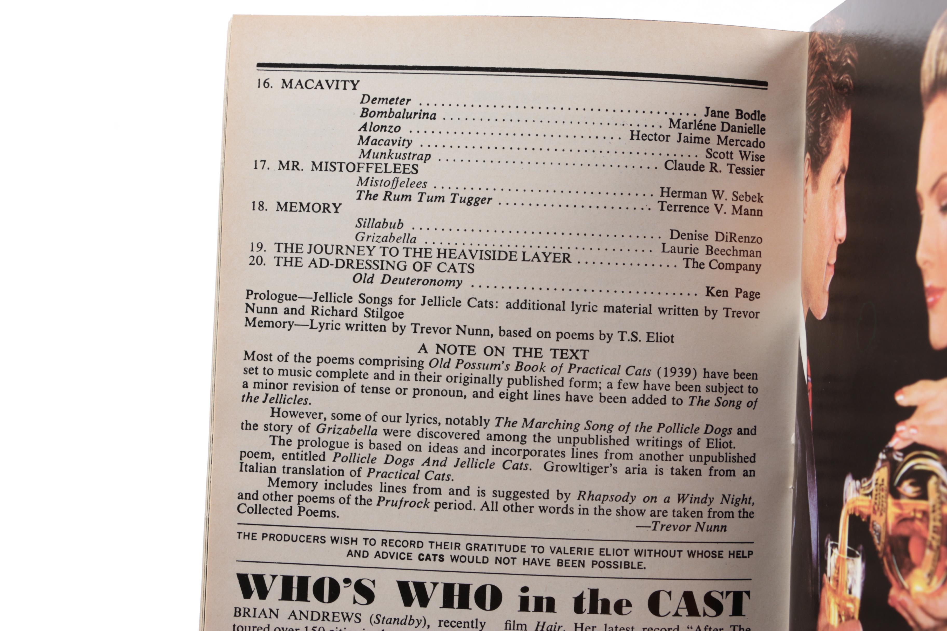 1984 "Cats" Playbill