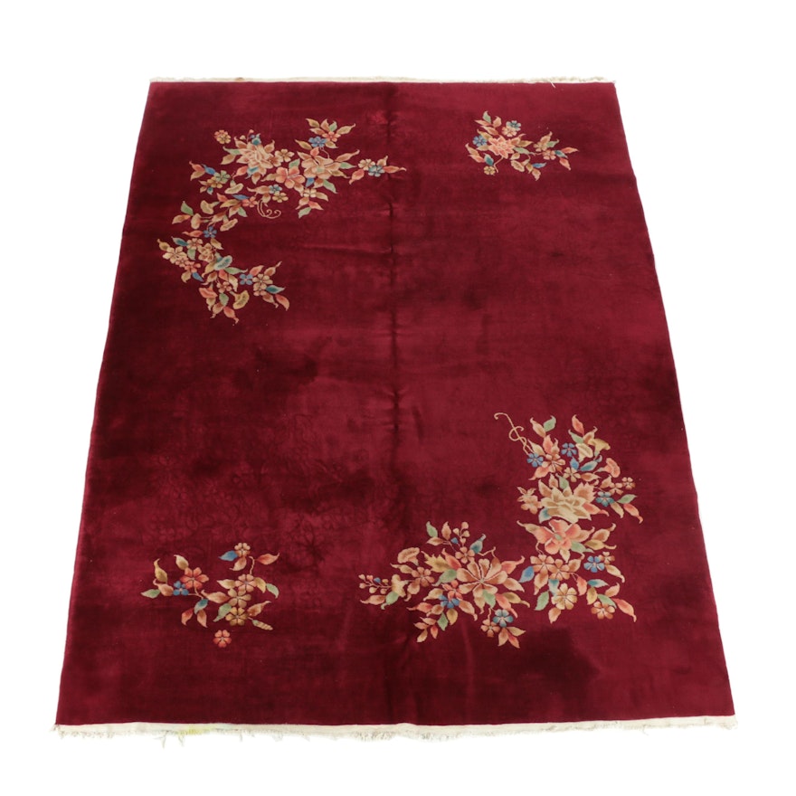 Hand-Knotted Chinese Art Deco Style Wool Room Sized Rug