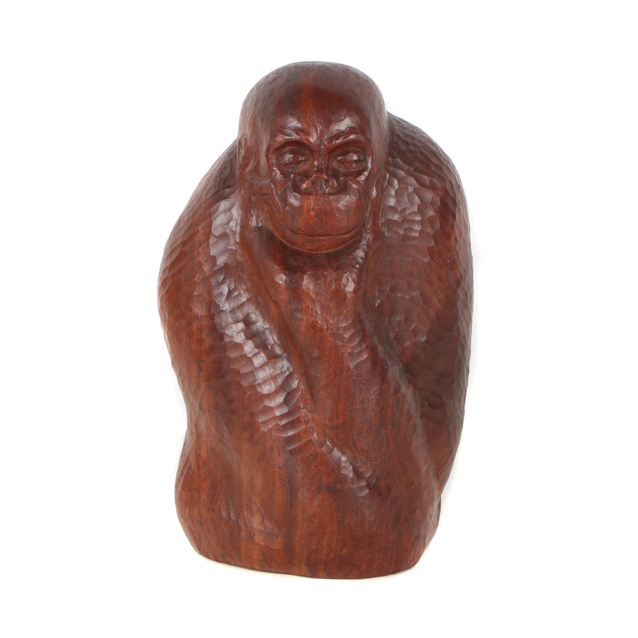 Wood Carving of an Ape