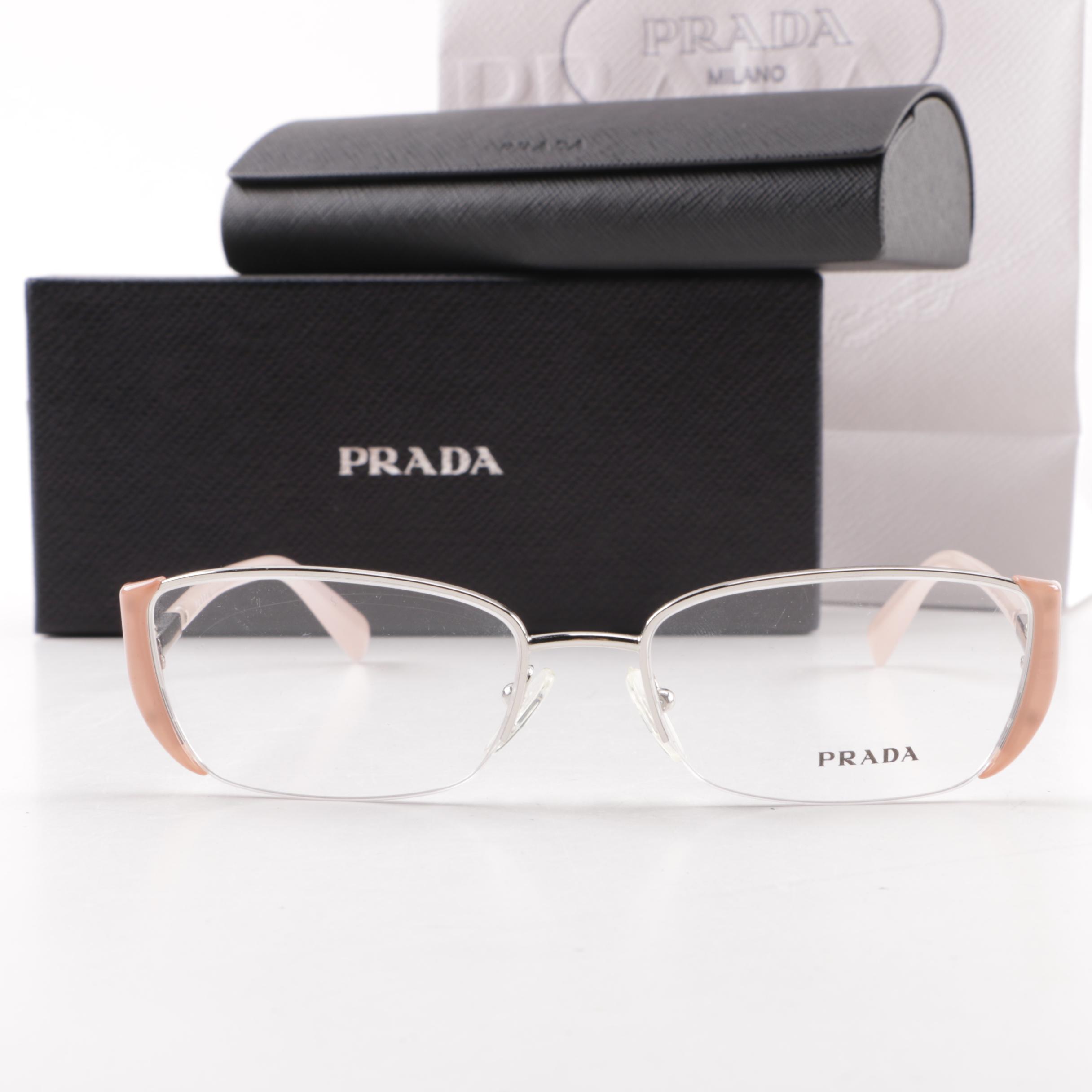 Prada Pink Semi-Rimless Eyeglasses