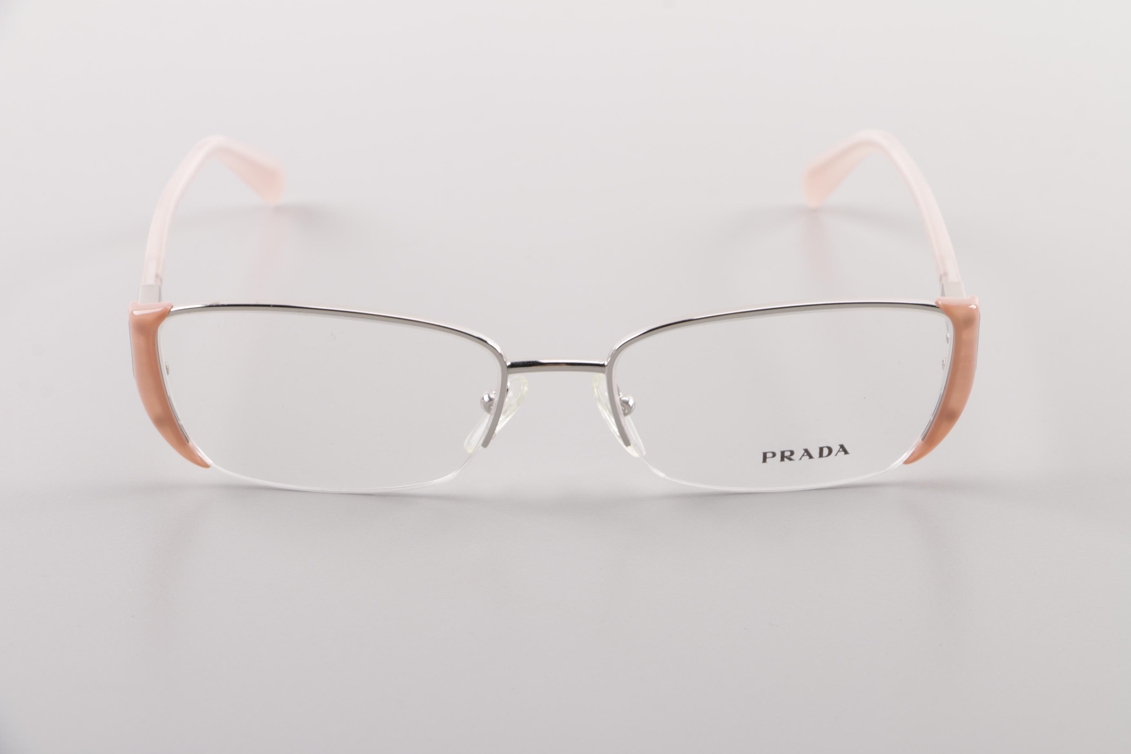 Prada Pink Semi-Rimless Eyeglasses