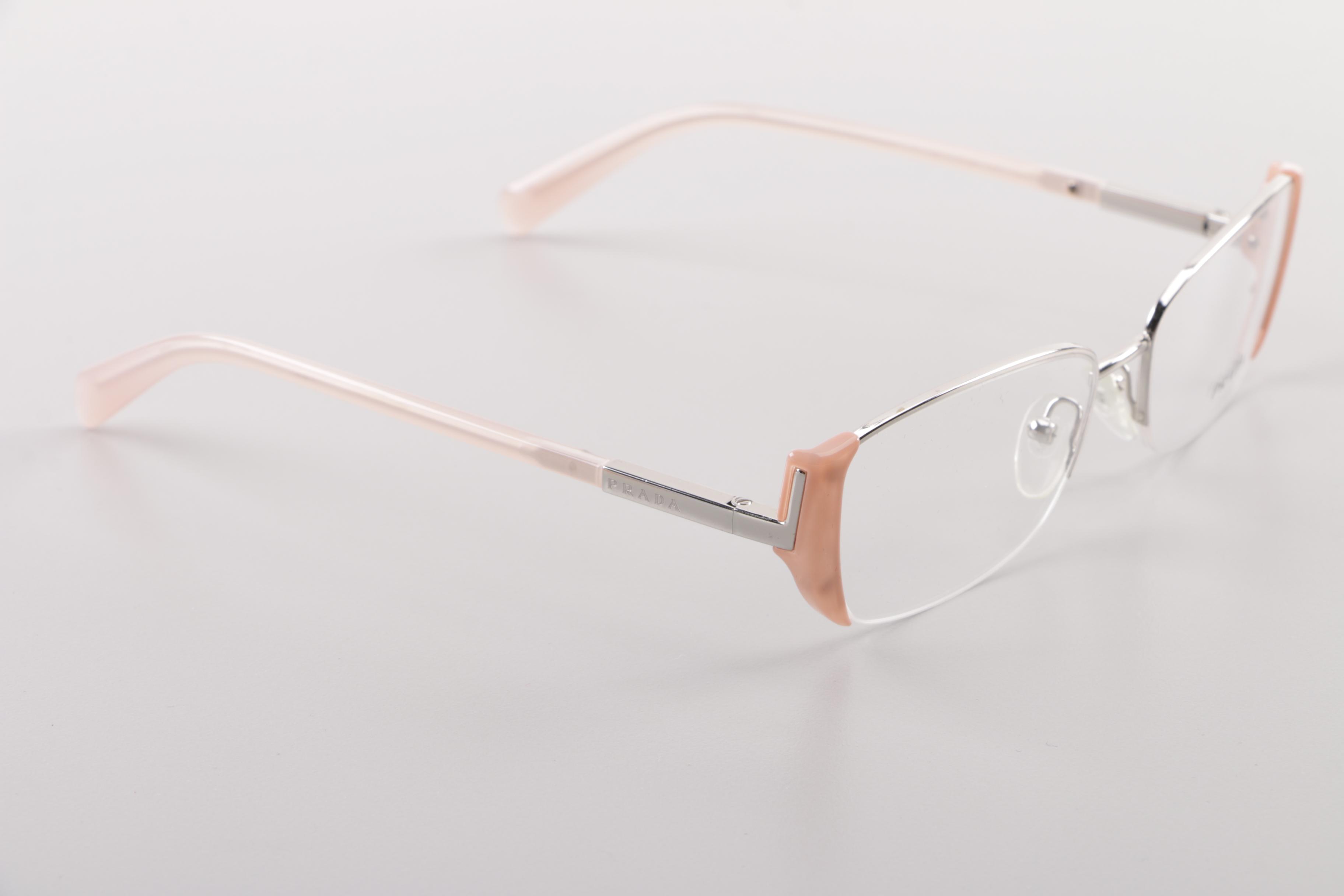 Prada Pink Semi-Rimless Eyeglasses