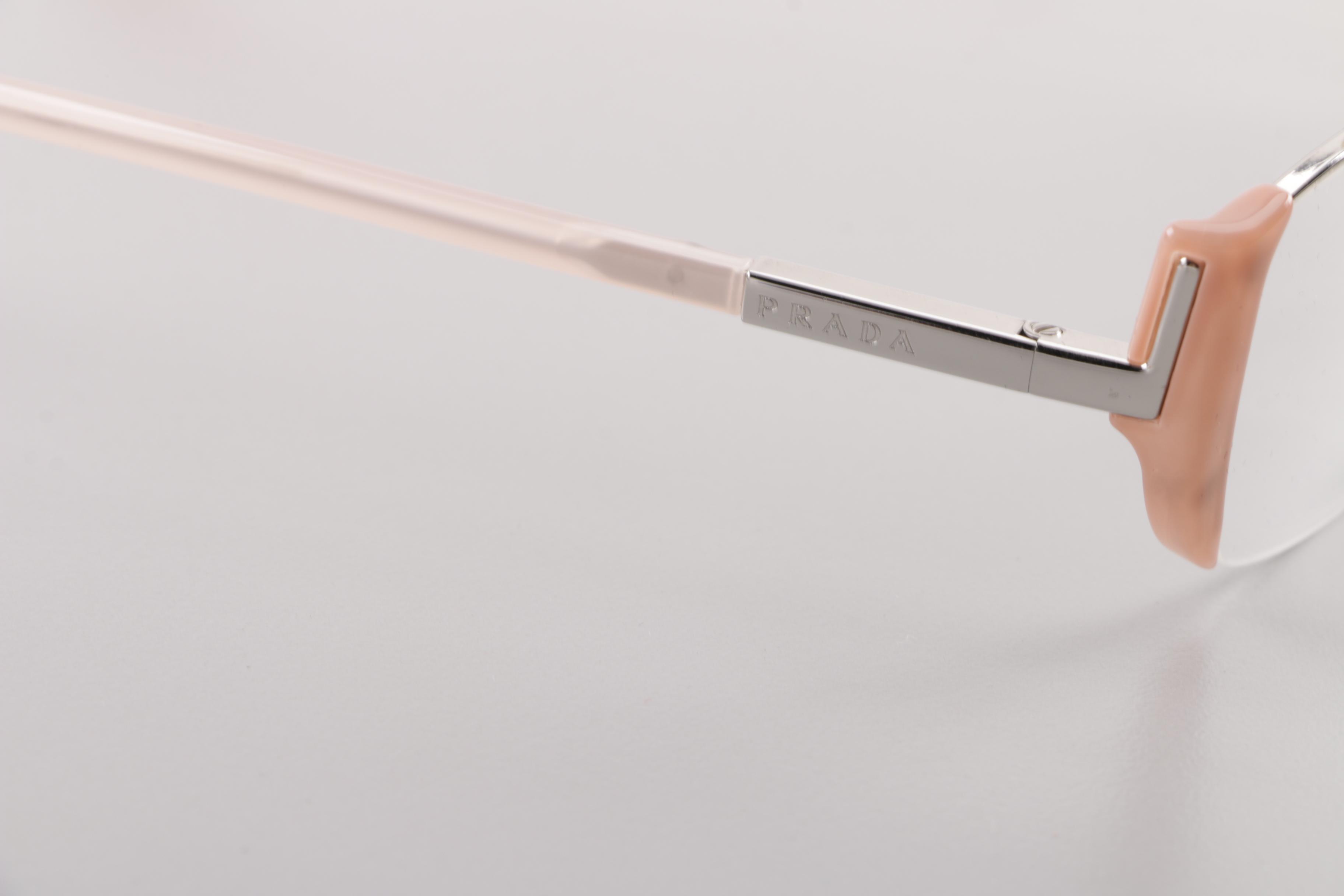 Prada Pink Semi-Rimless Eyeglasses