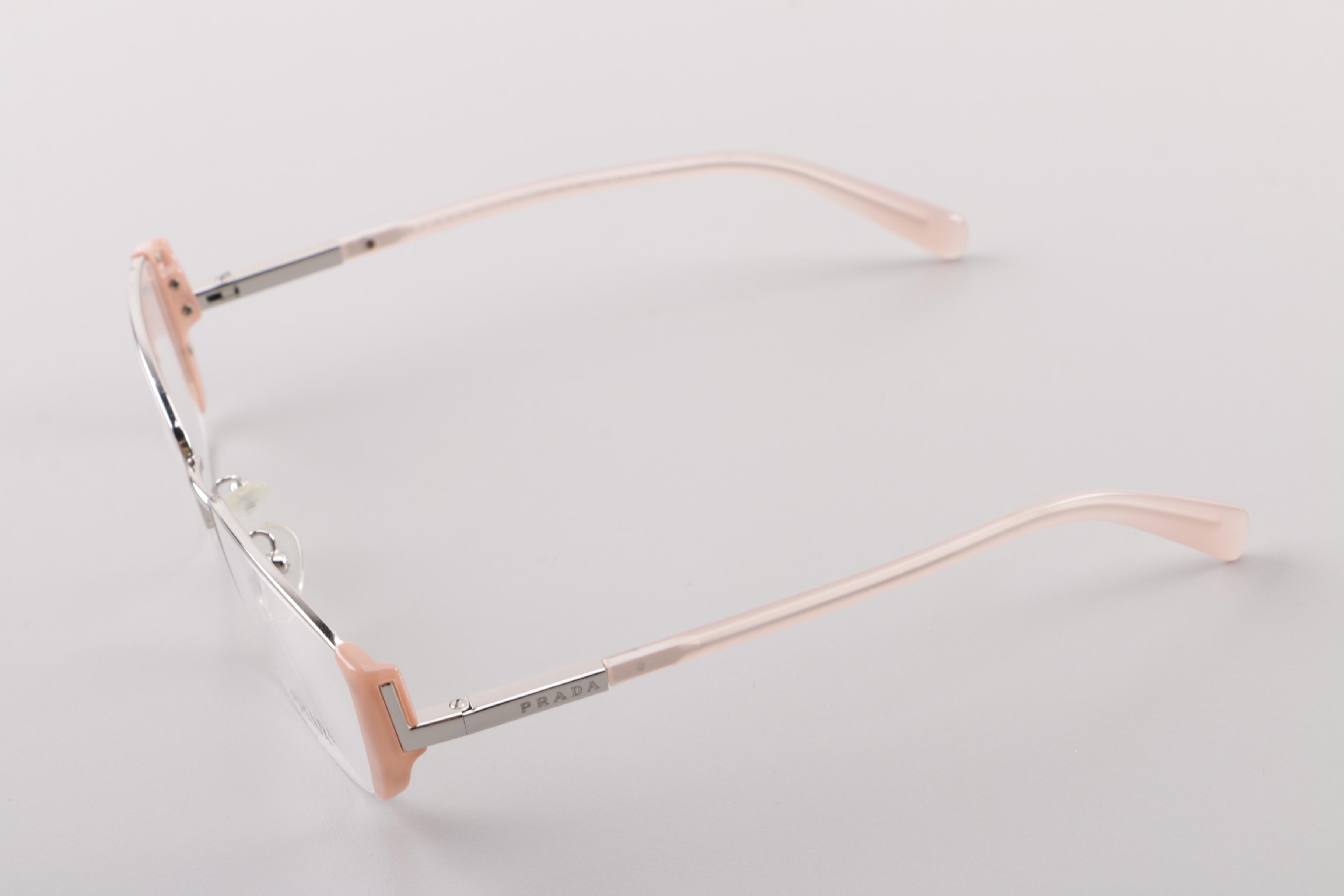 Prada Pink Semi-Rimless Eyeglasses