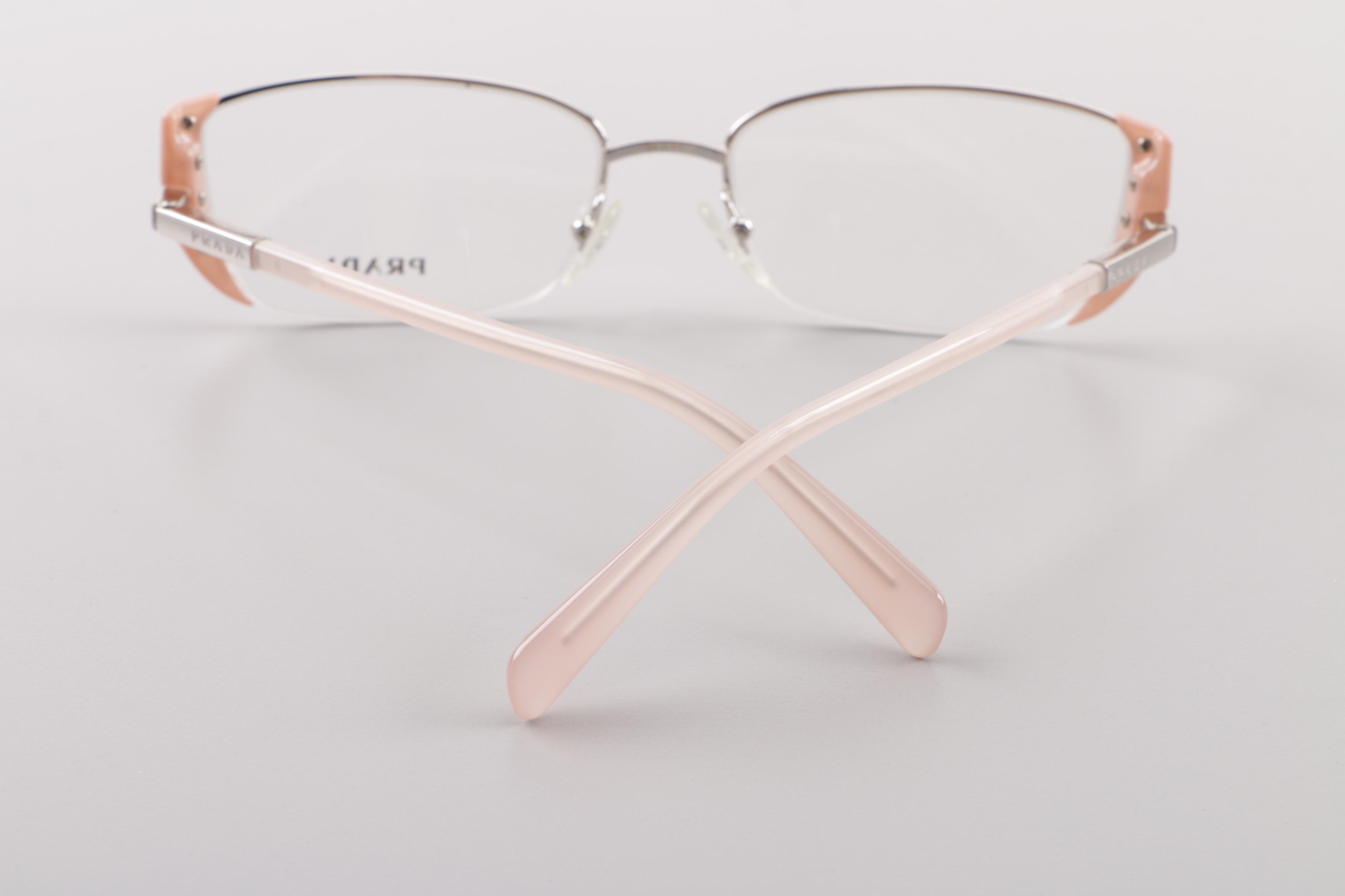 Prada Pink Semi-Rimless Eyeglasses