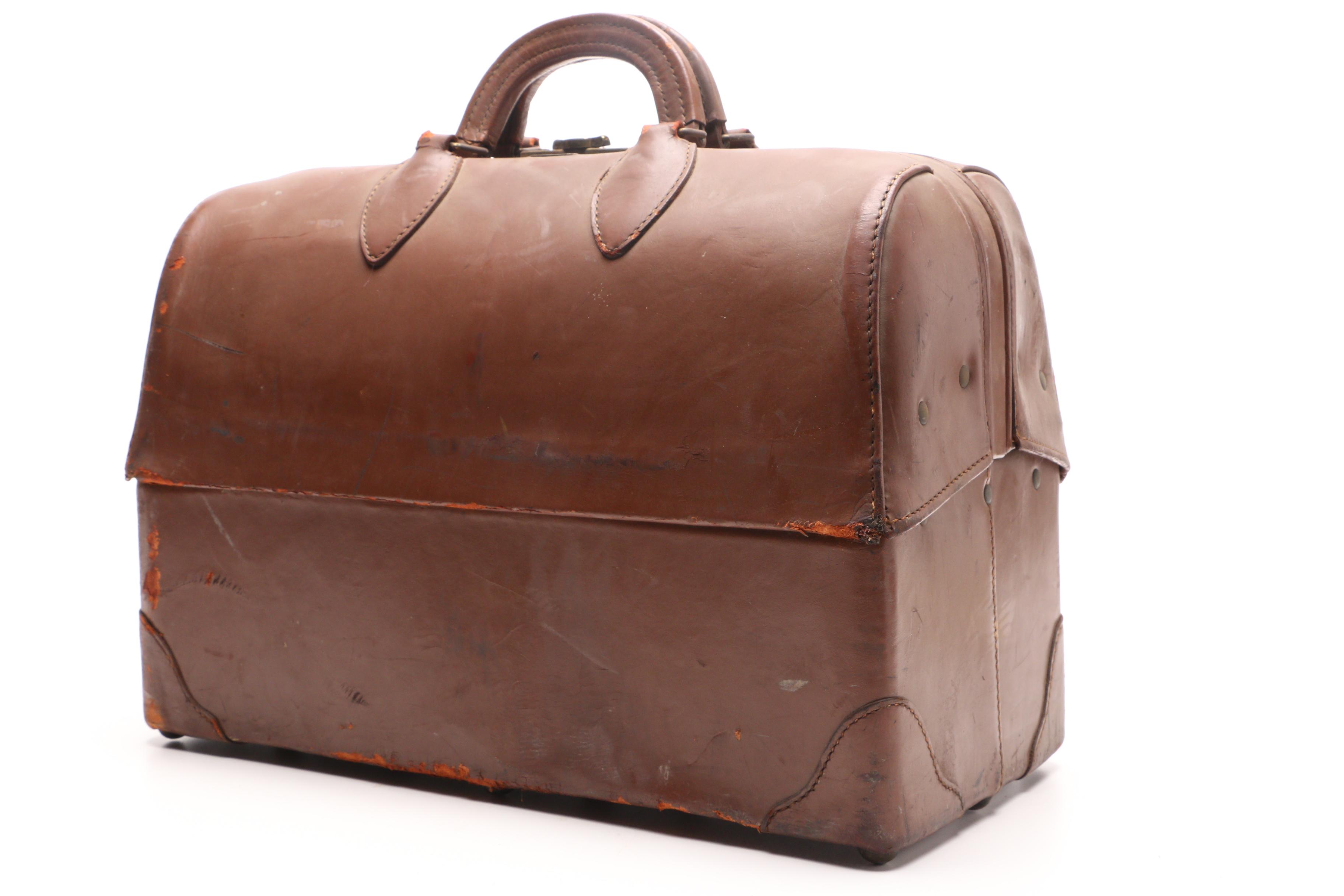 Mid-Century Doctor's Carrying Case Filled With Medical and Personal Devices