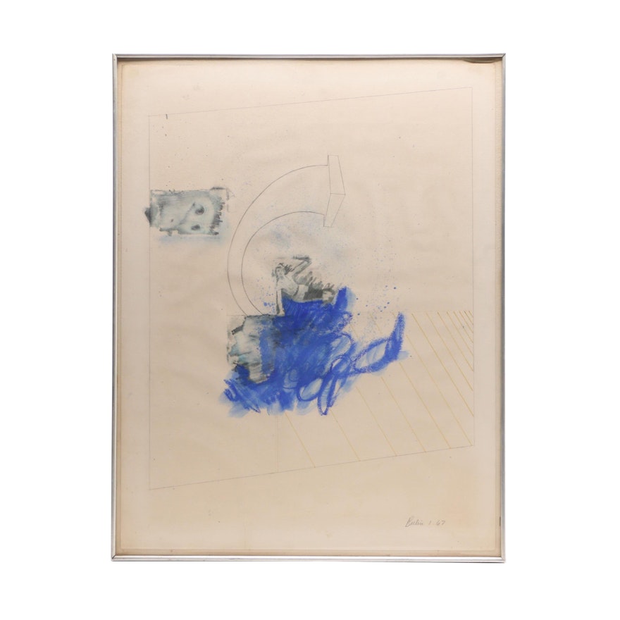 Al Rubin 1967 Mixed Media Drawing "Reflections of Being"
