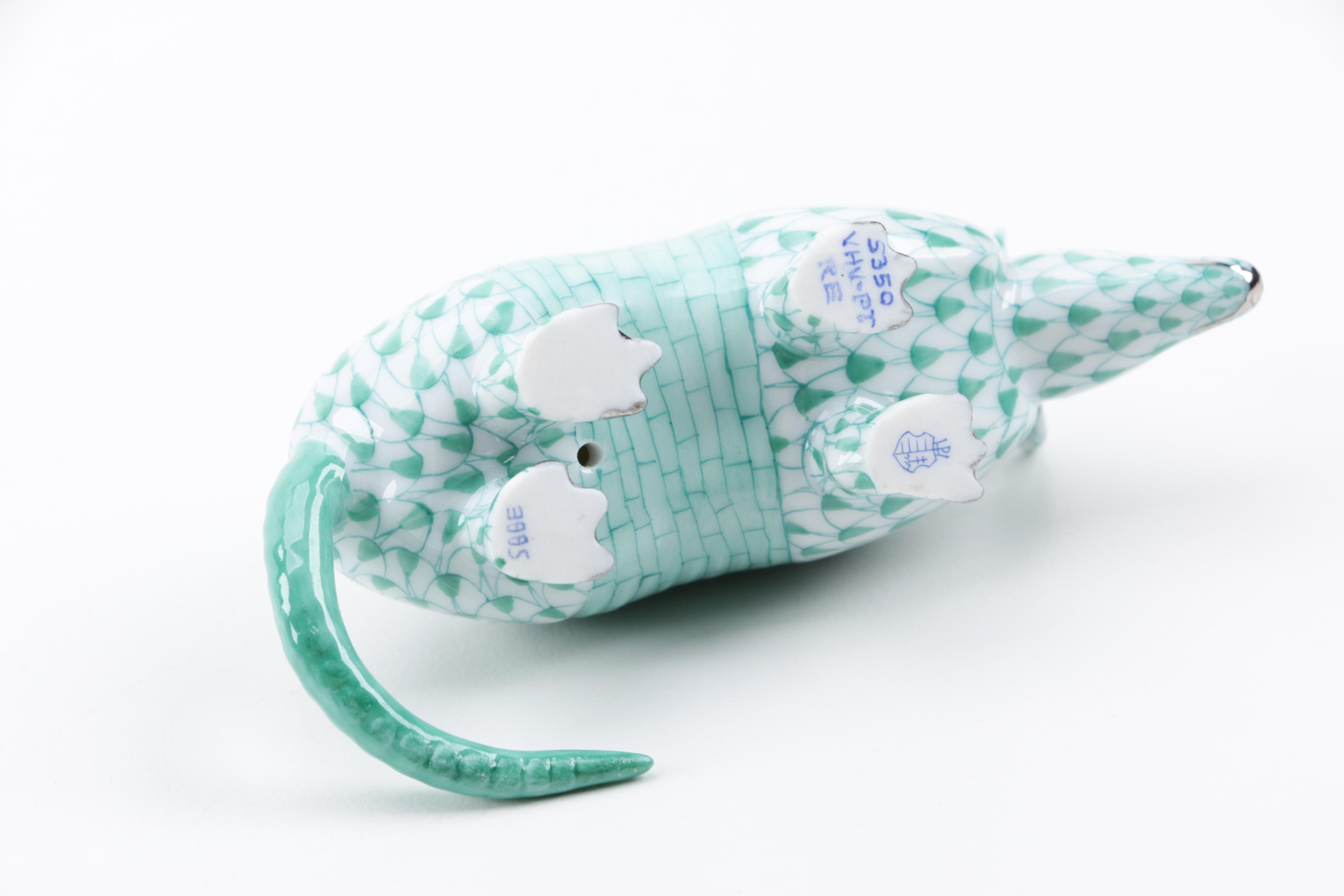 Herend "Armadillo" Hand-Painted Porcelain Figurine in Green