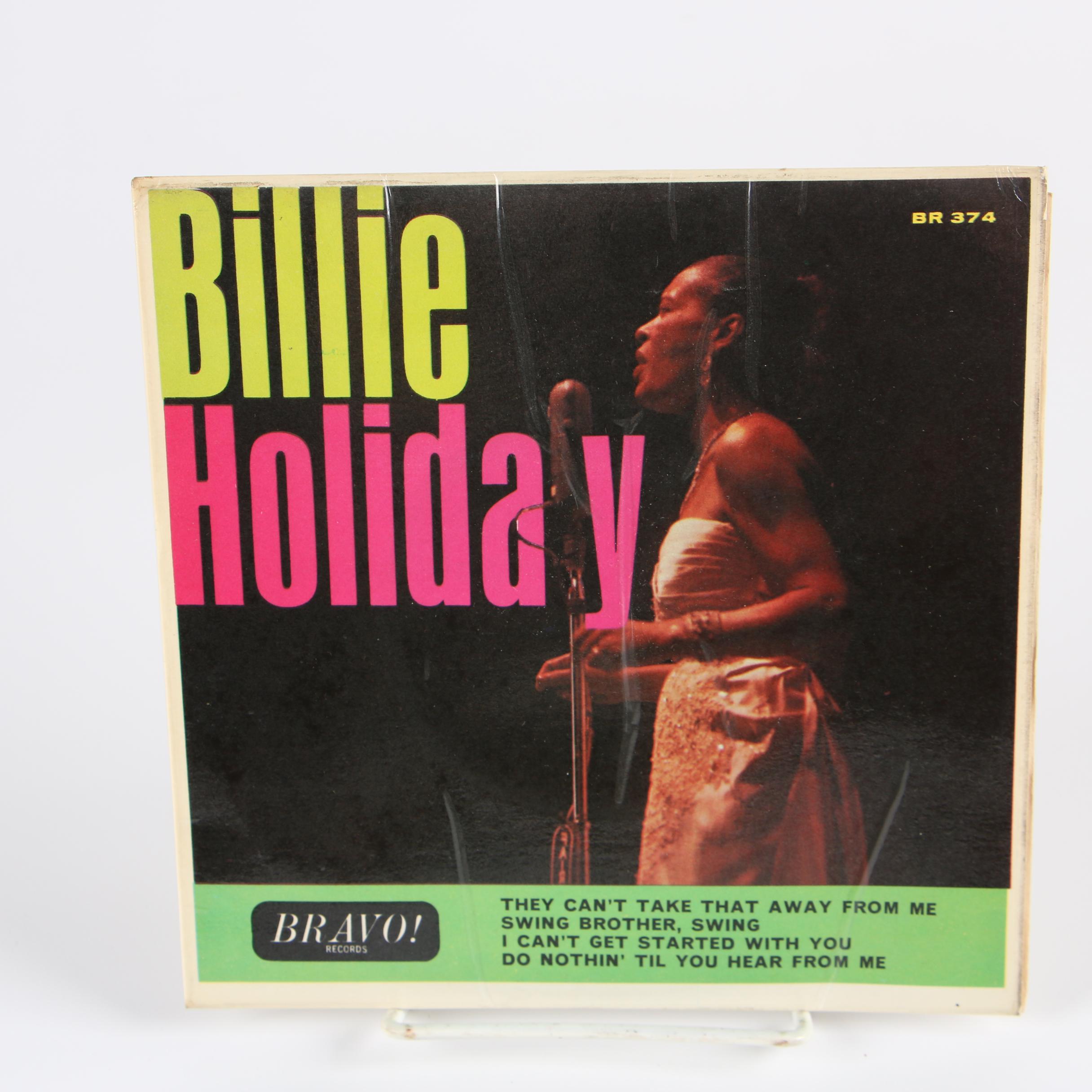 Billie Holiday 45 RPM Vinyl Records including "Strange Fruit" and "My Man"