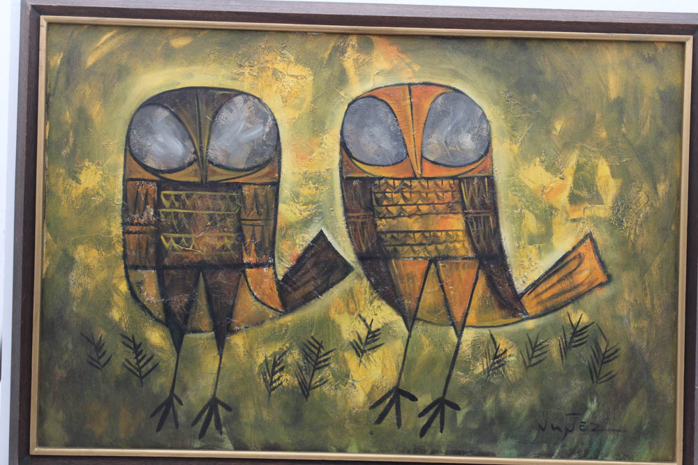 Guillermo Nunez Oil Painting of Owls