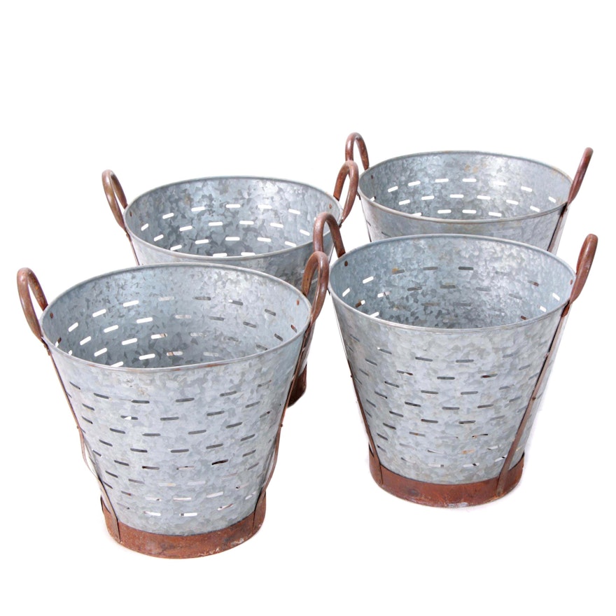 Galvanized Metal Olive Buckets