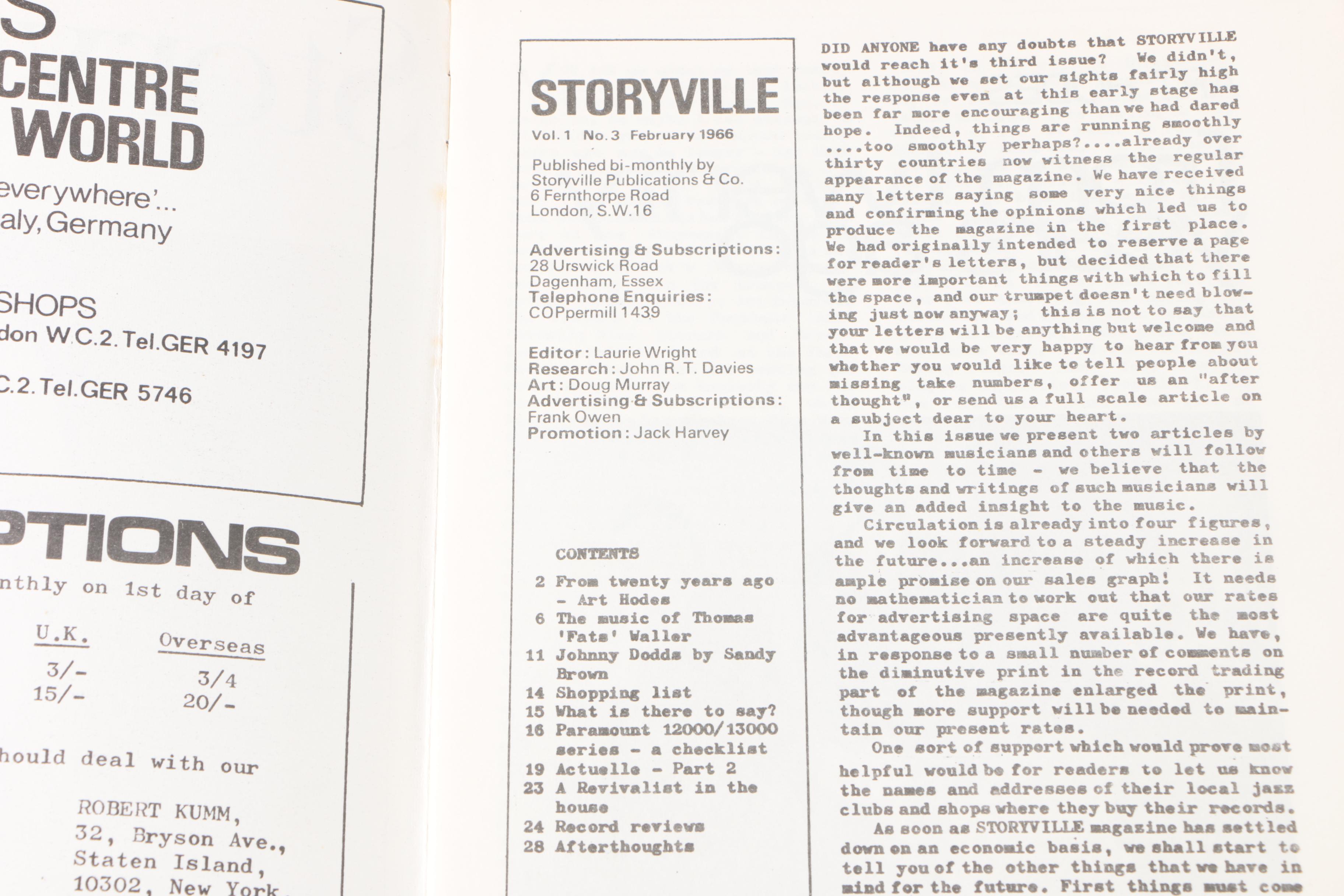 Ex-Libris Jack Bradley 1965 First Issue "Storyville" Jazz Magazine