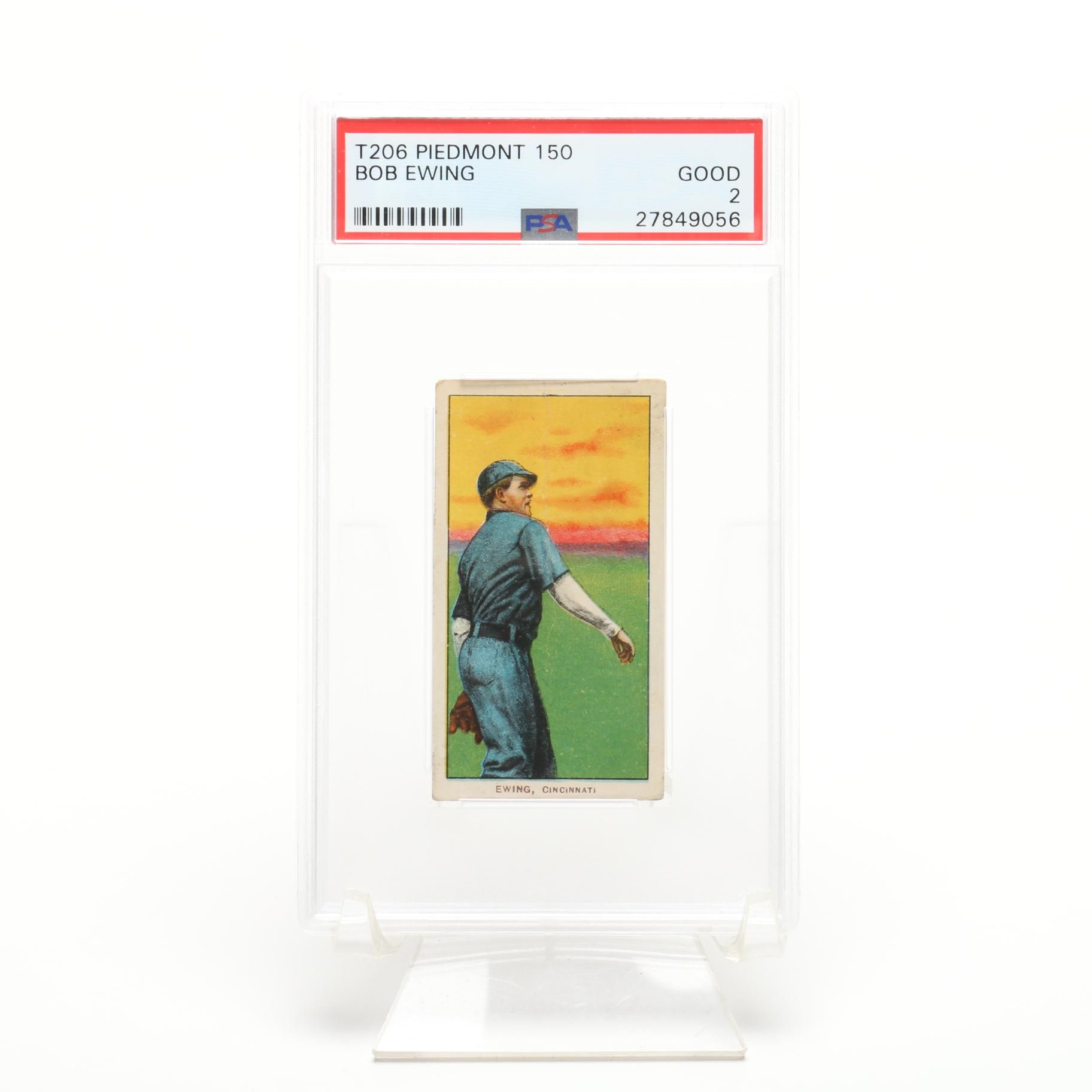 1909-1911 Bob Ewing Reds "T206" Piedmont Tobacco Baseball Card Graded by PSA