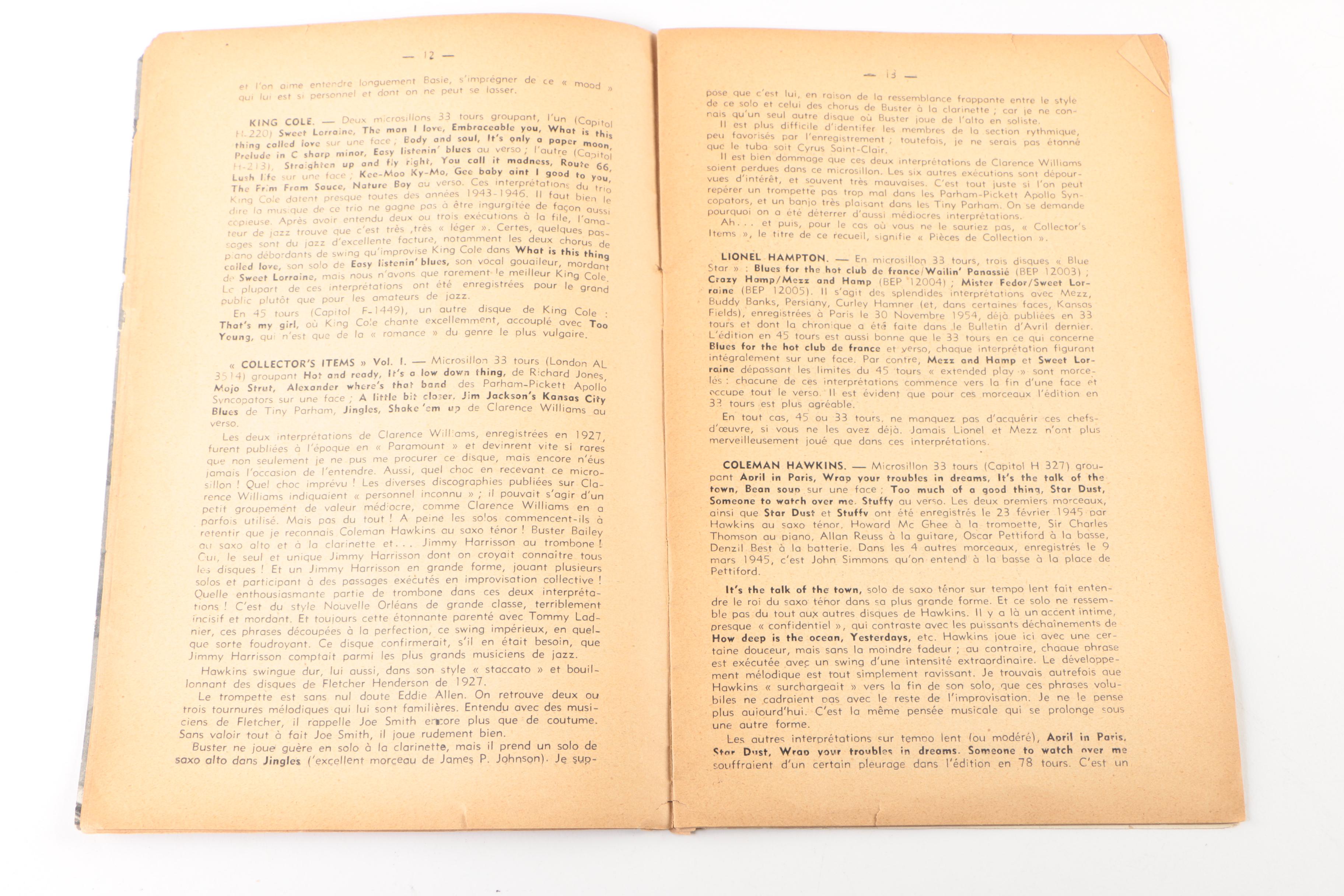 Ex-Libris Jack Bradley 1950s "Bulletin du Hot Club de France" Jazz Magazines