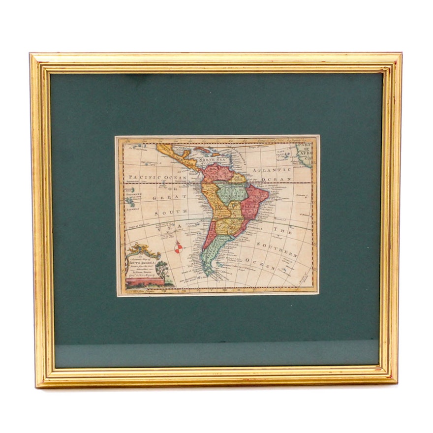 Circa 1750 Hand-Colored Engraving of South America by Emanuel Bowen