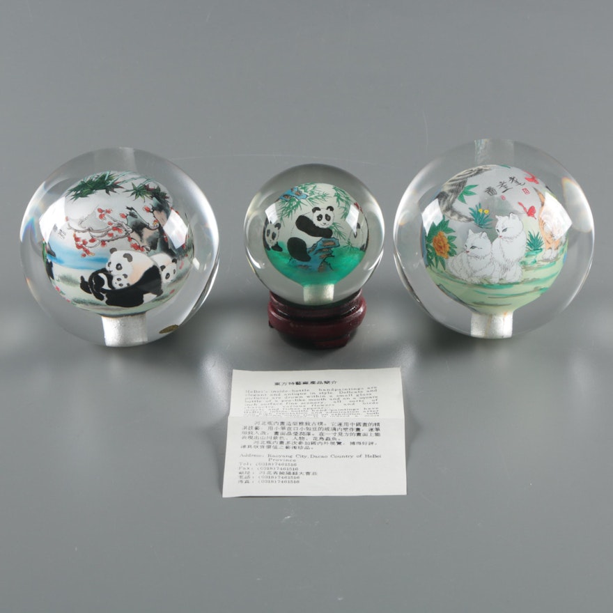 Hand-Painted Chinese Glass Orbs from Hebei Province