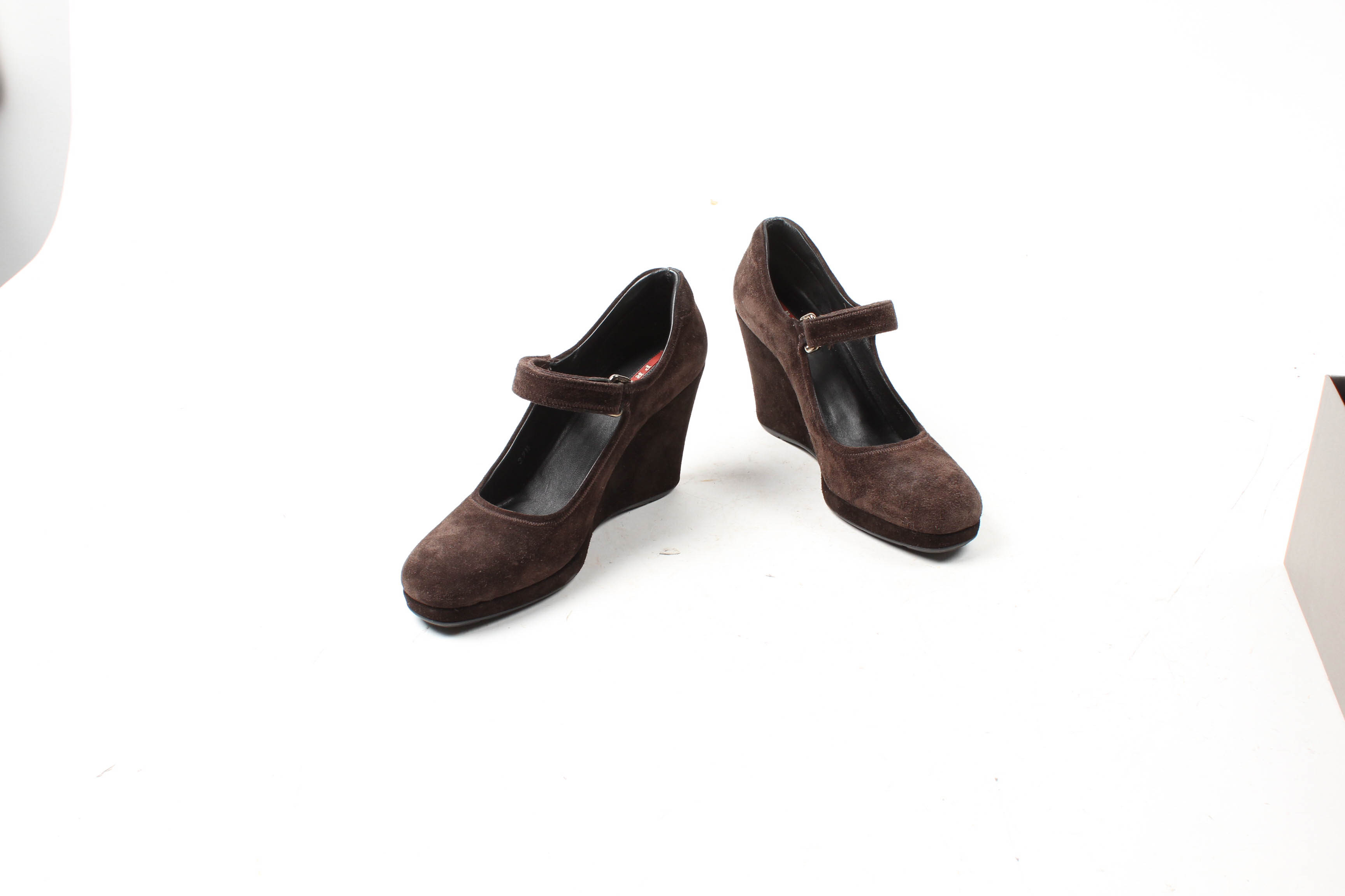 Prada Brown Suede Wedge Heels