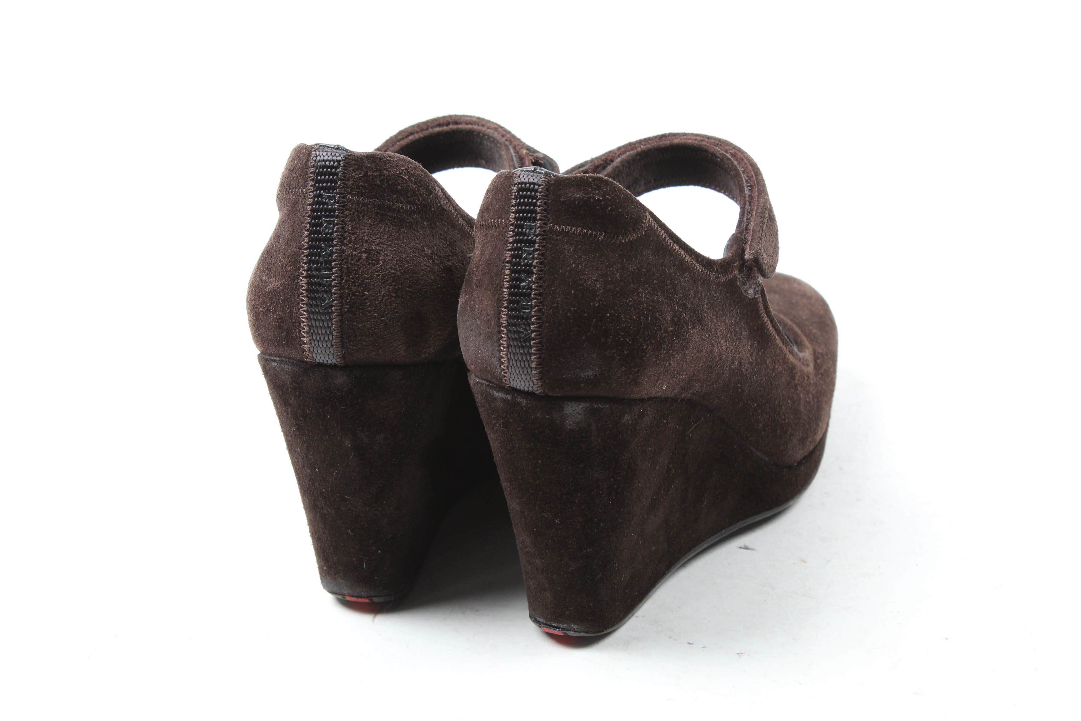 Prada Brown Suede Wedge Heels