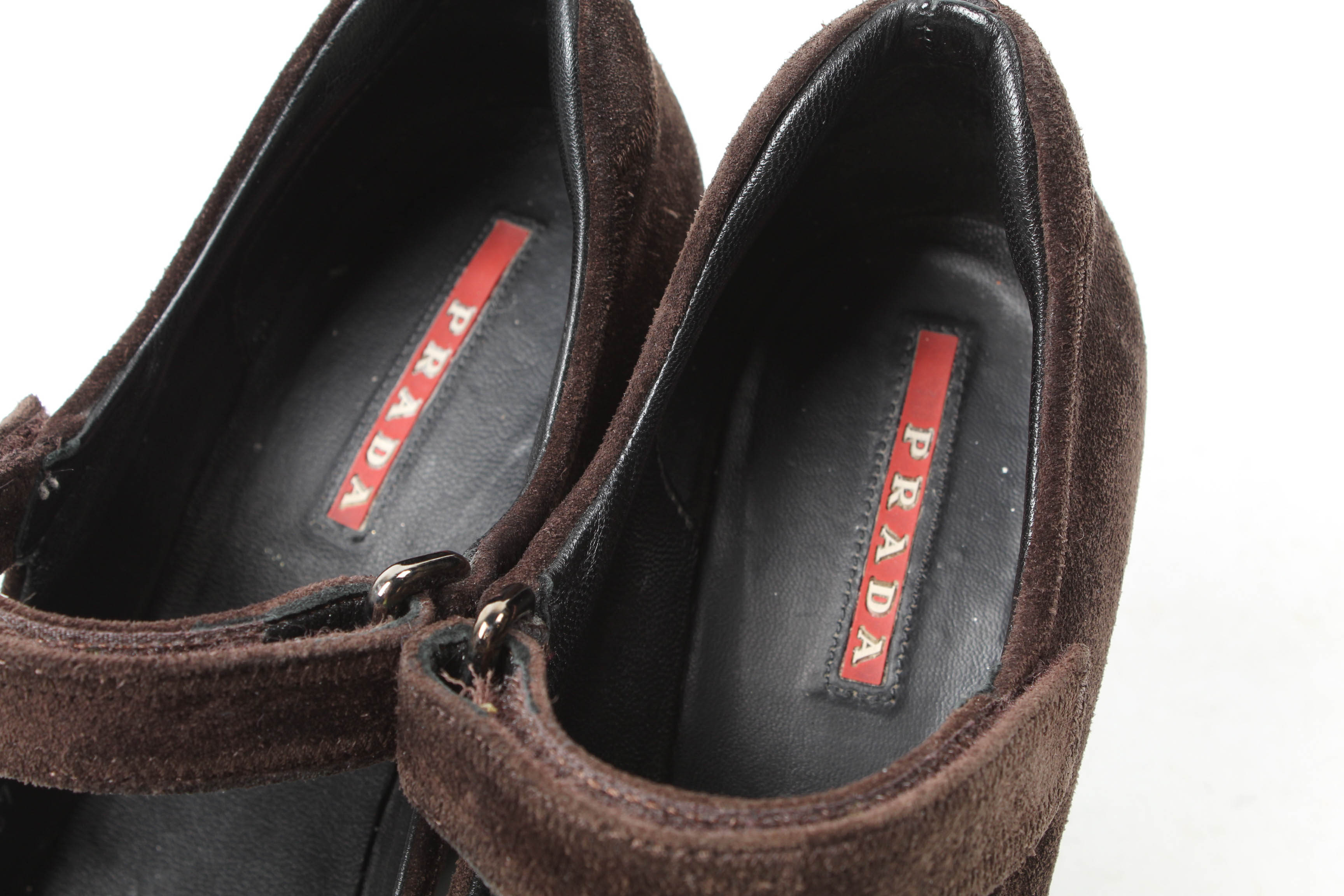 Prada Brown Suede Wedge Heels