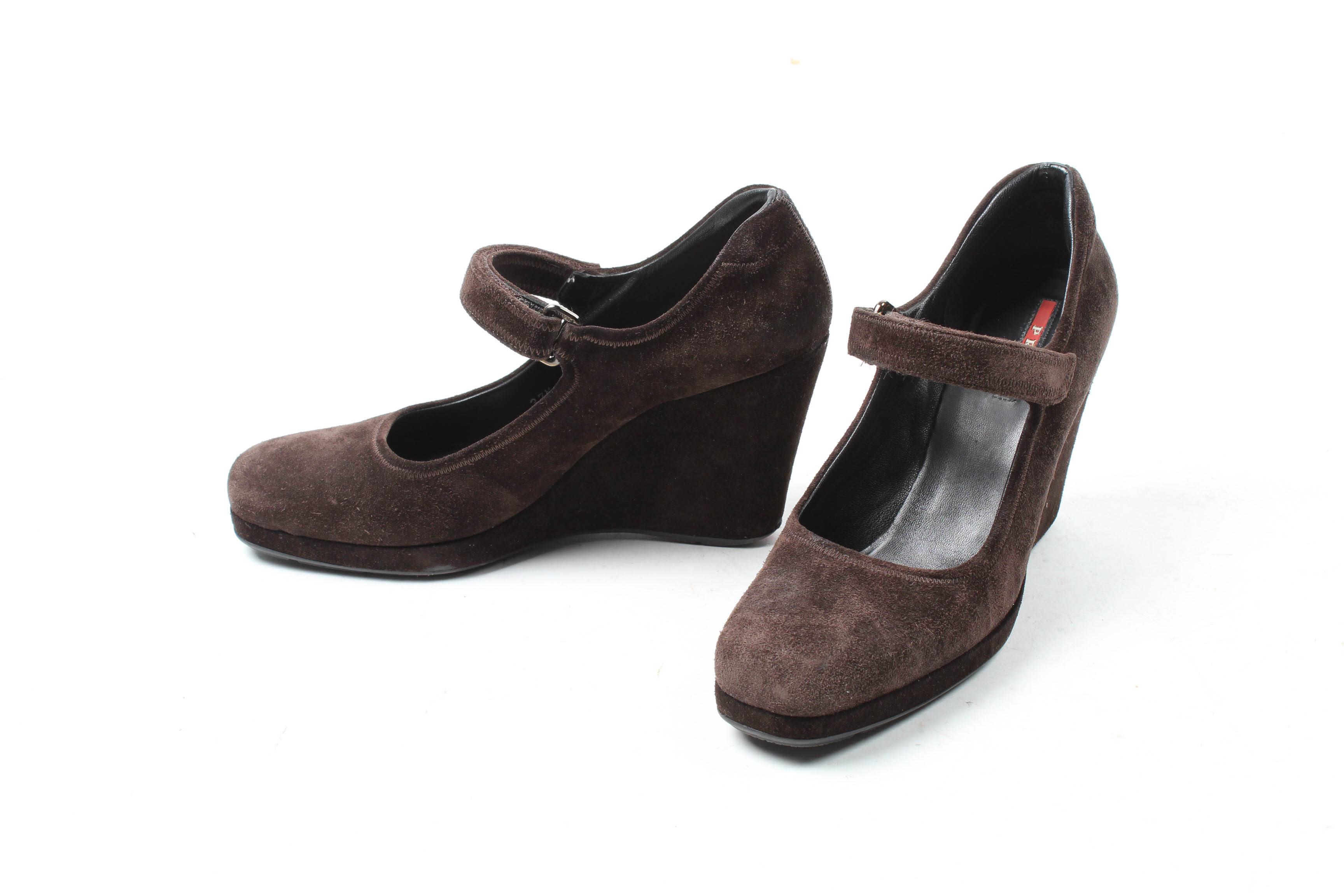 Prada Brown Suede Wedge Heels