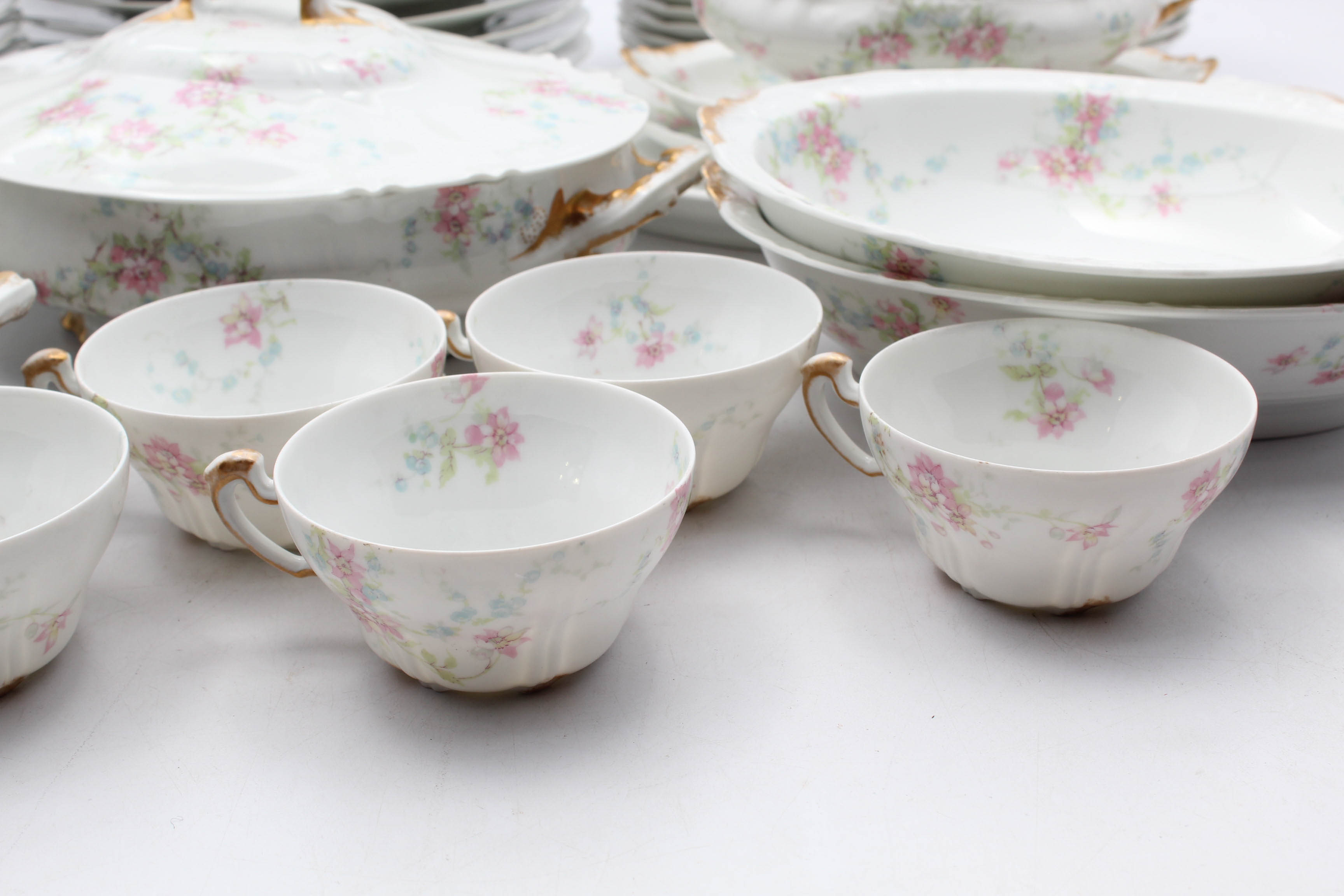 Theodore Haviland Limoges Schleiger 1014-2 Porcelain Dinner Service for 10