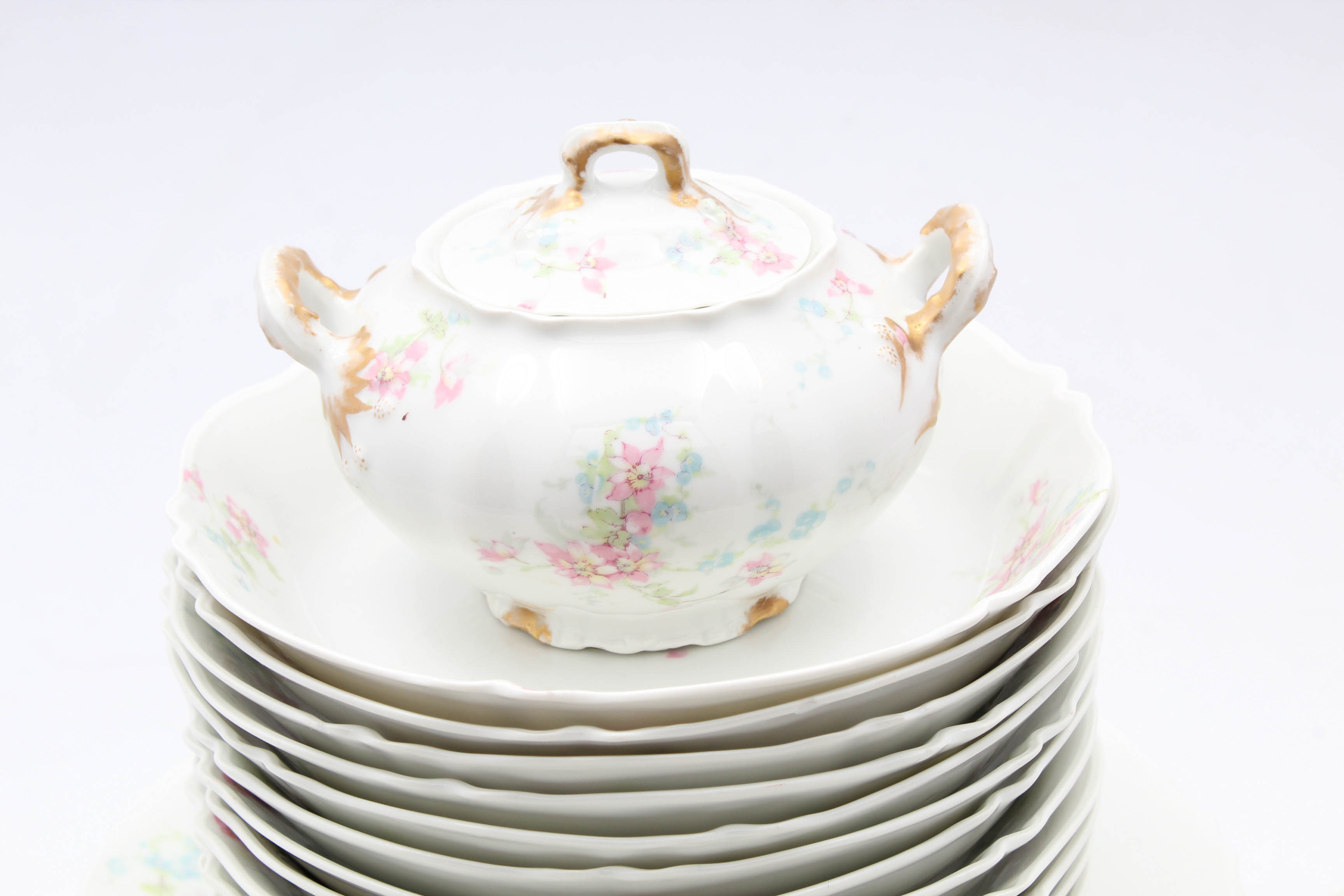 Theodore Haviland Limoges Schleiger 1014-2 Porcelain Dinner Service for 10