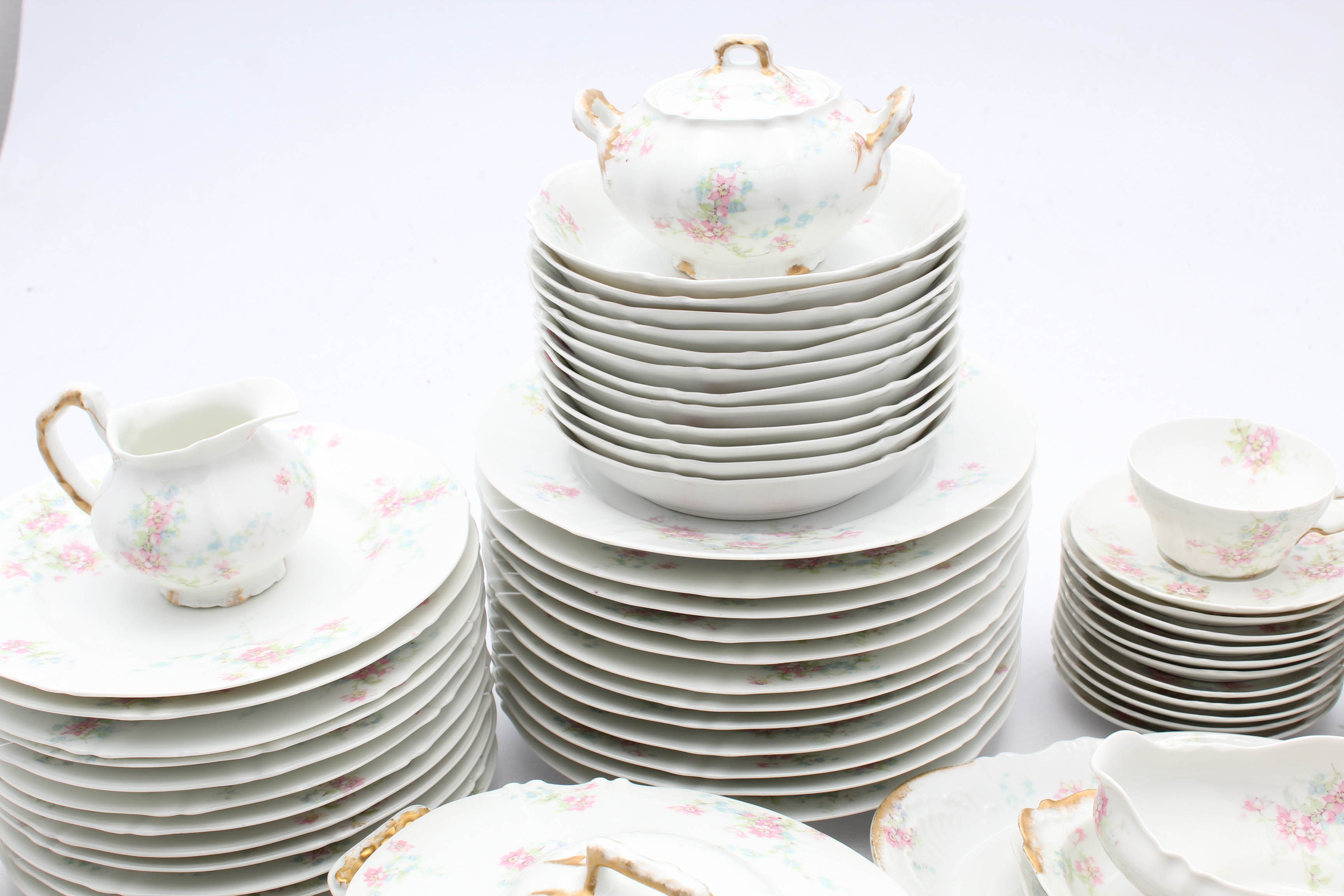 Theodore Haviland Limoges Schleiger 1014-2 Porcelain Dinner Service for 10