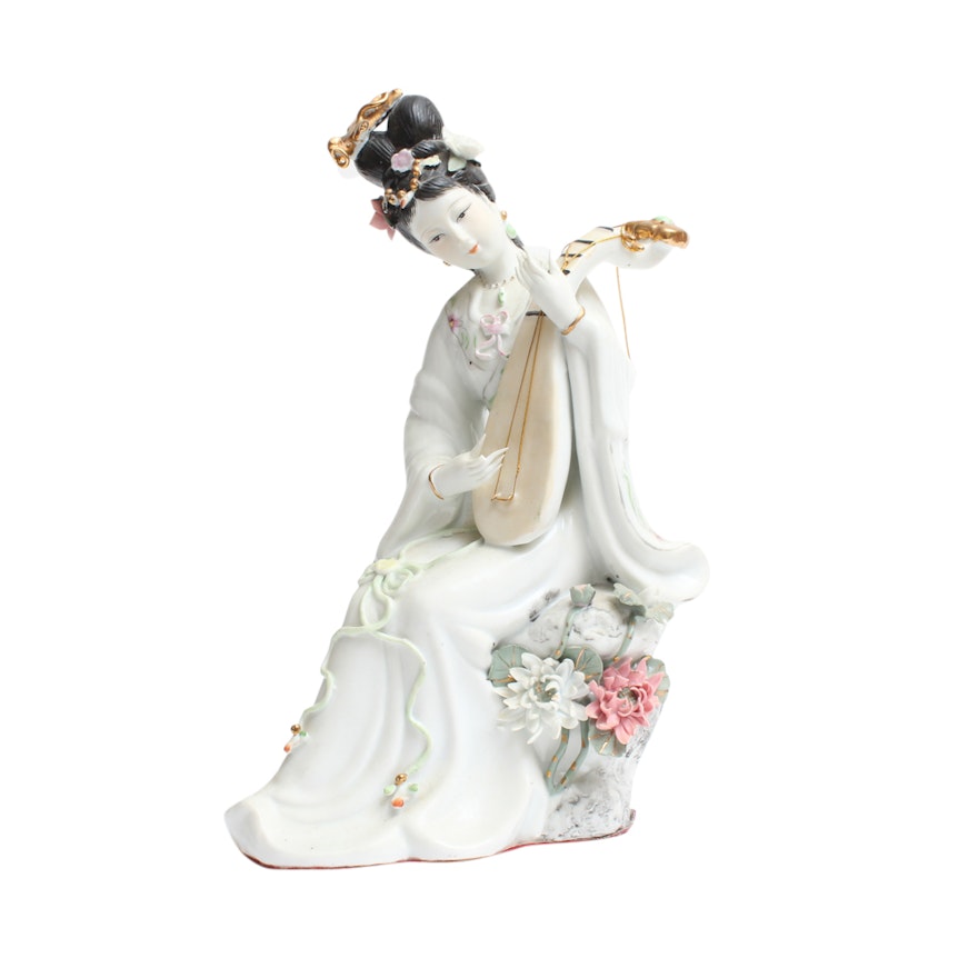 Chinese Porcelain Figurine of Lady Playing Pipa