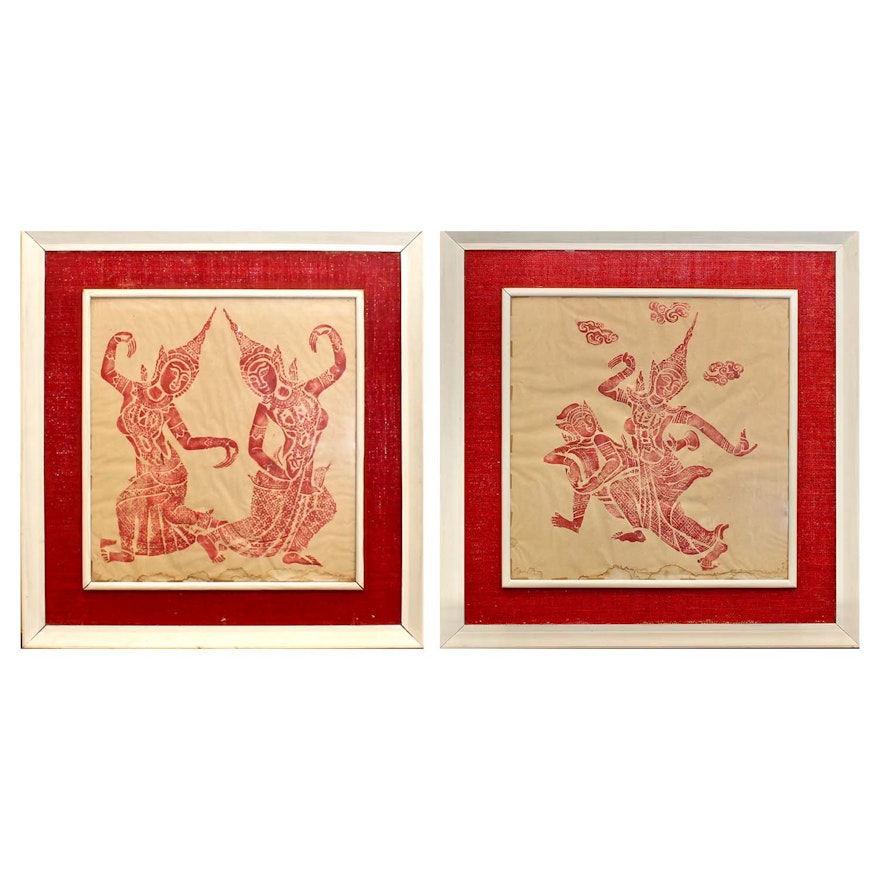 Vintage Thai Rubbings of Dancers