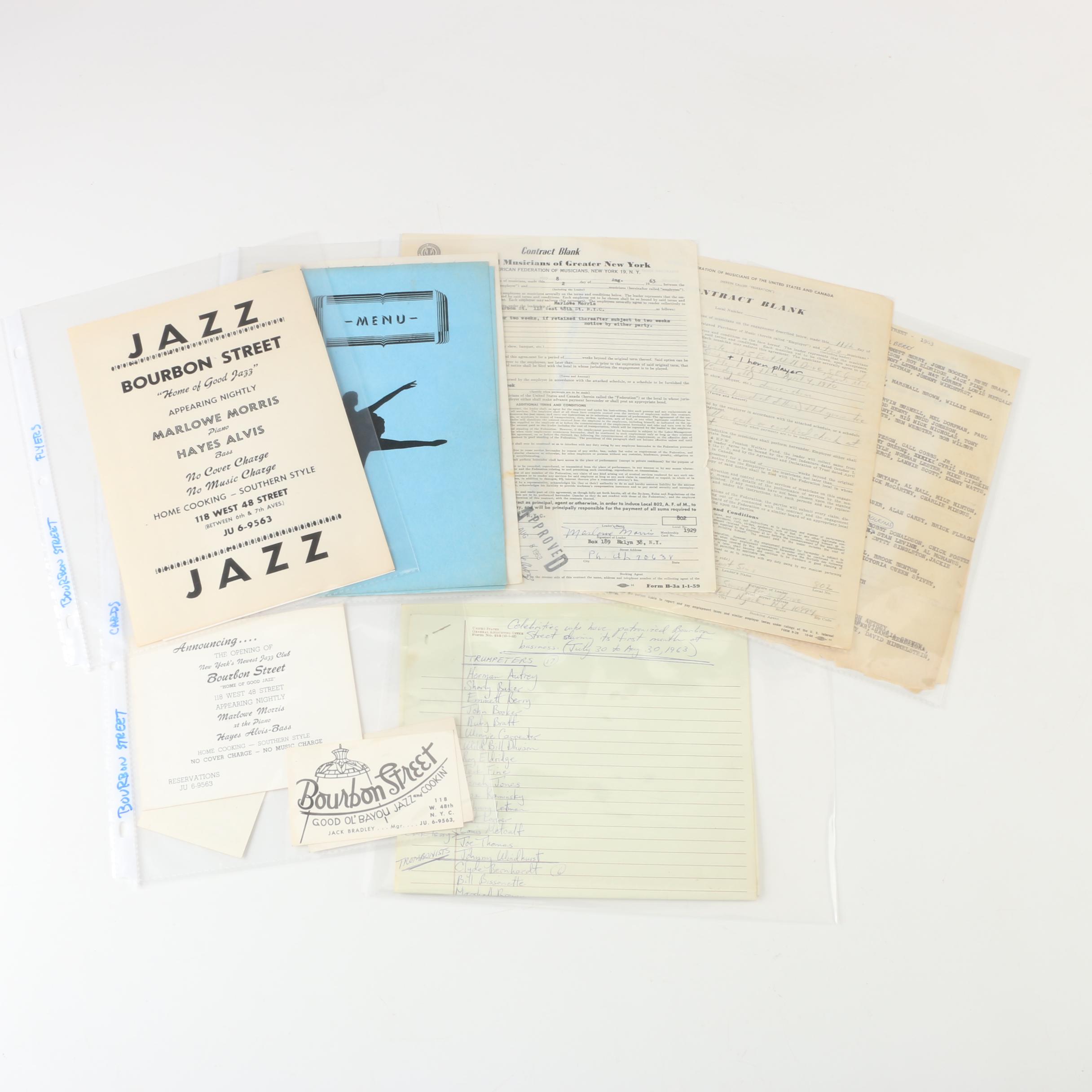 1960s Memorabilia From the Bourbon Street Jazz Club in New York City