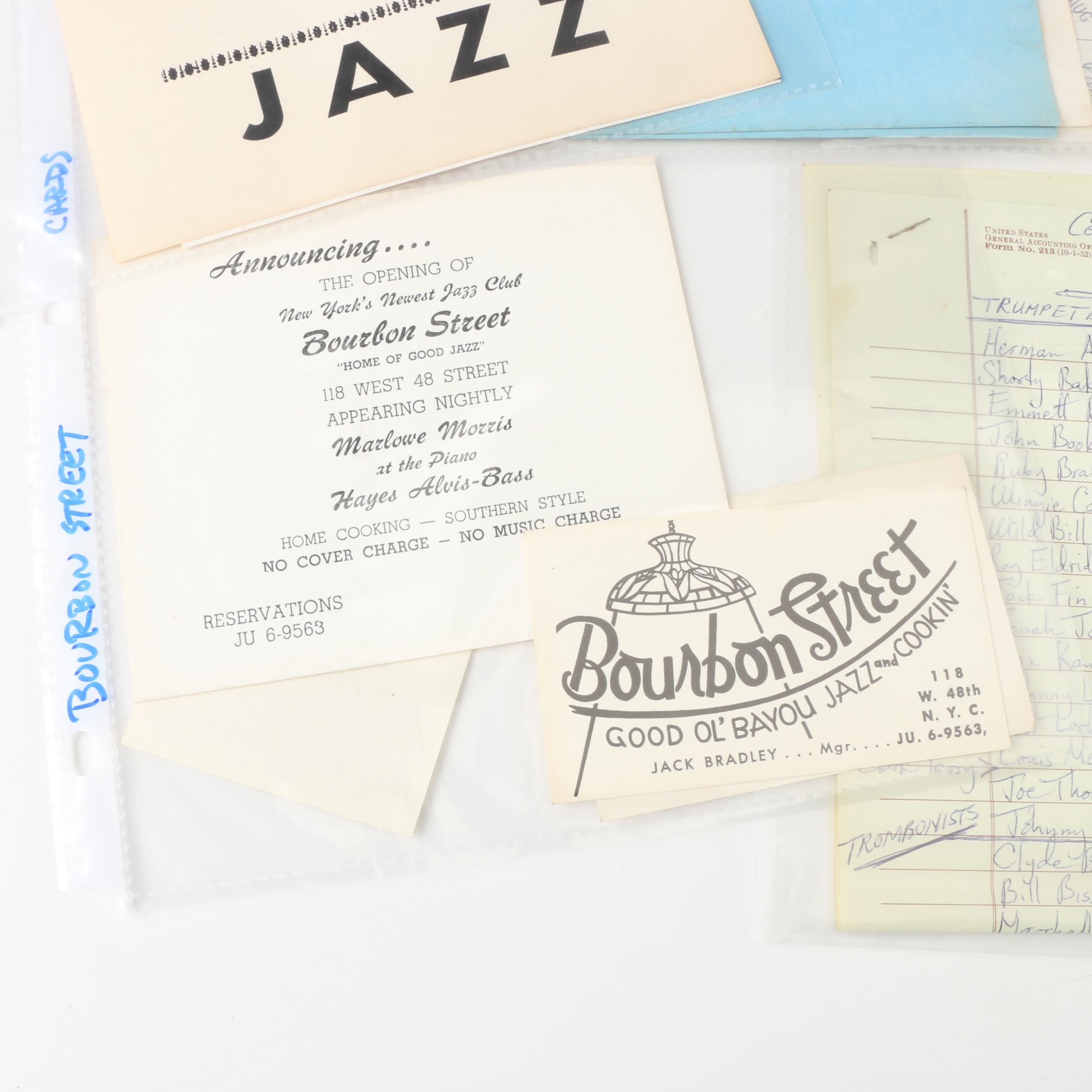 1960s Memorabilia From the Bourbon Street Jazz Club in New York City
