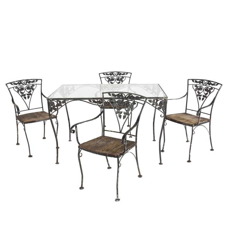 Metal Patio Table And Chairs, Mid to Late 20th Century