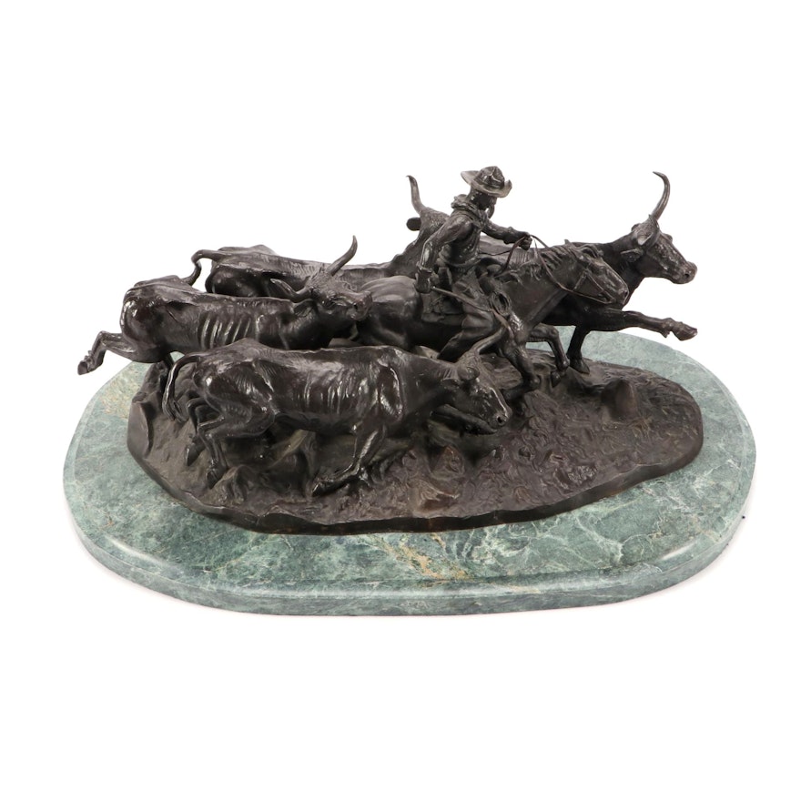 Bronze Sculpture After Frederic Remington "The Stampede"