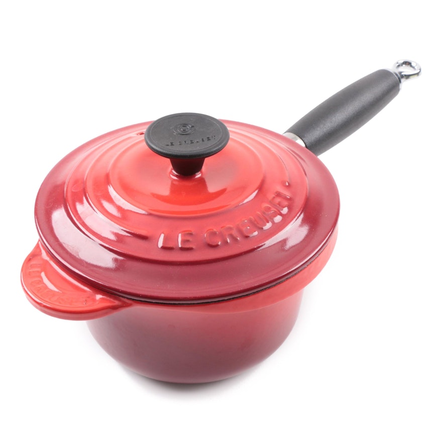 Le Creuset Red Enameled Cast Iron Sauce Pan