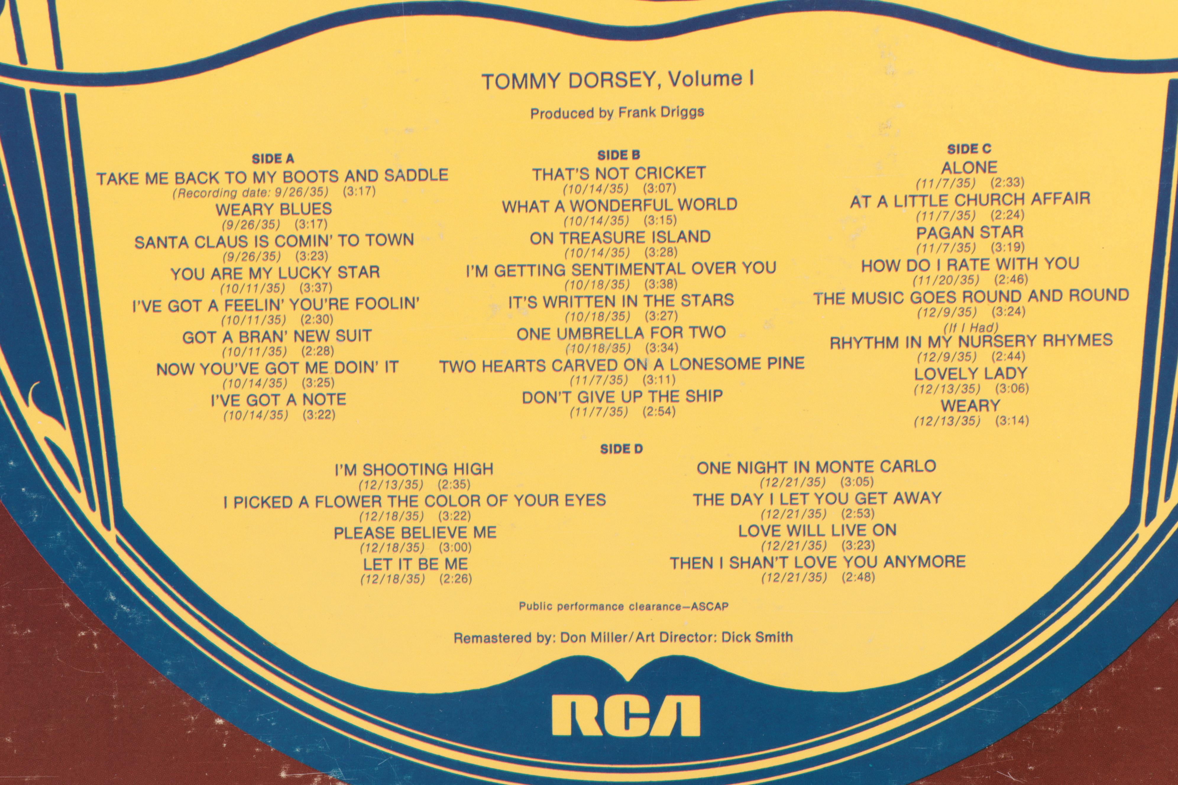 "The Complete Tommy Dorsey" Three Volume Vinyl Record Set
