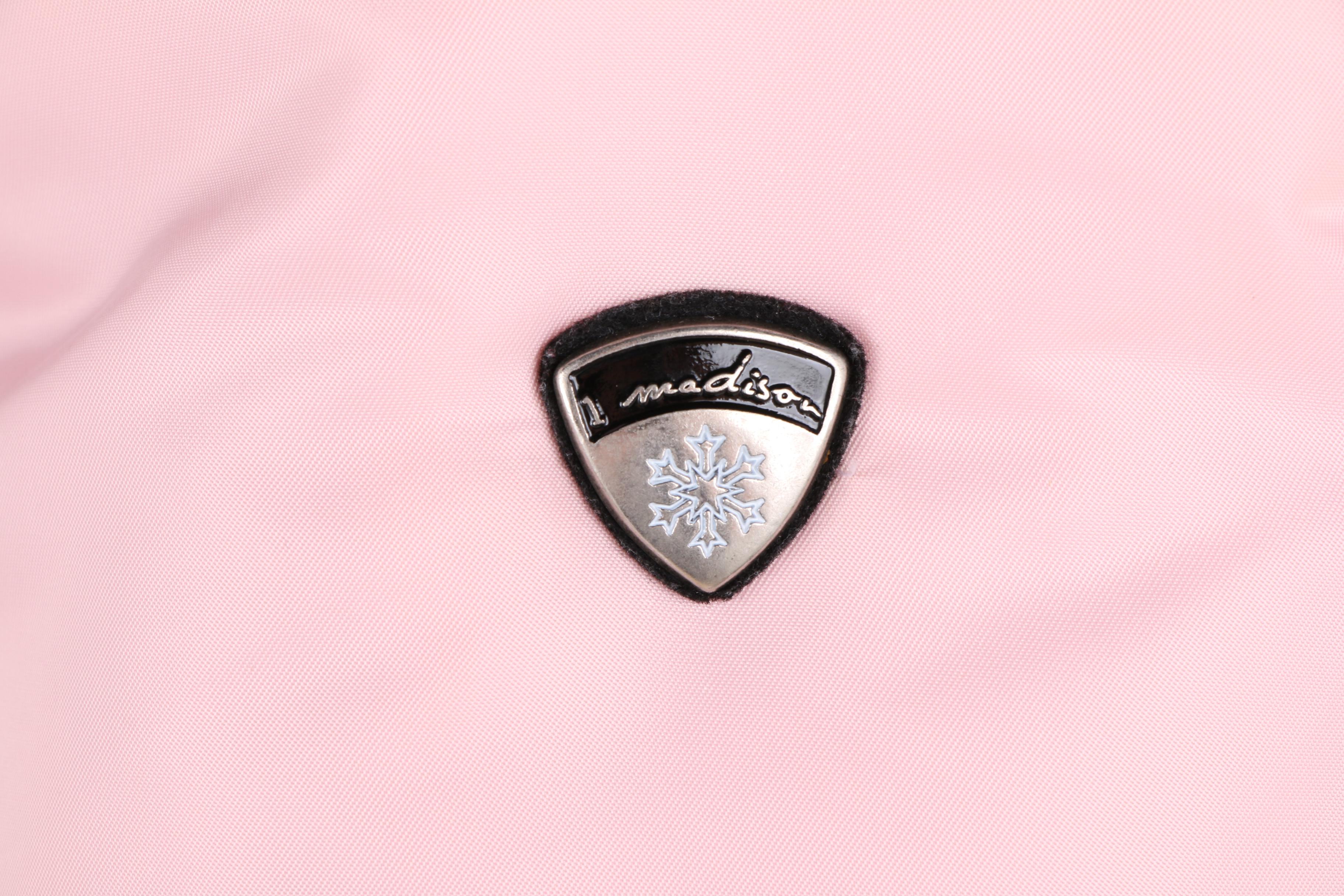 Women's 1 Madison Pink Puffer Coat with Removable Fox Fur Collar