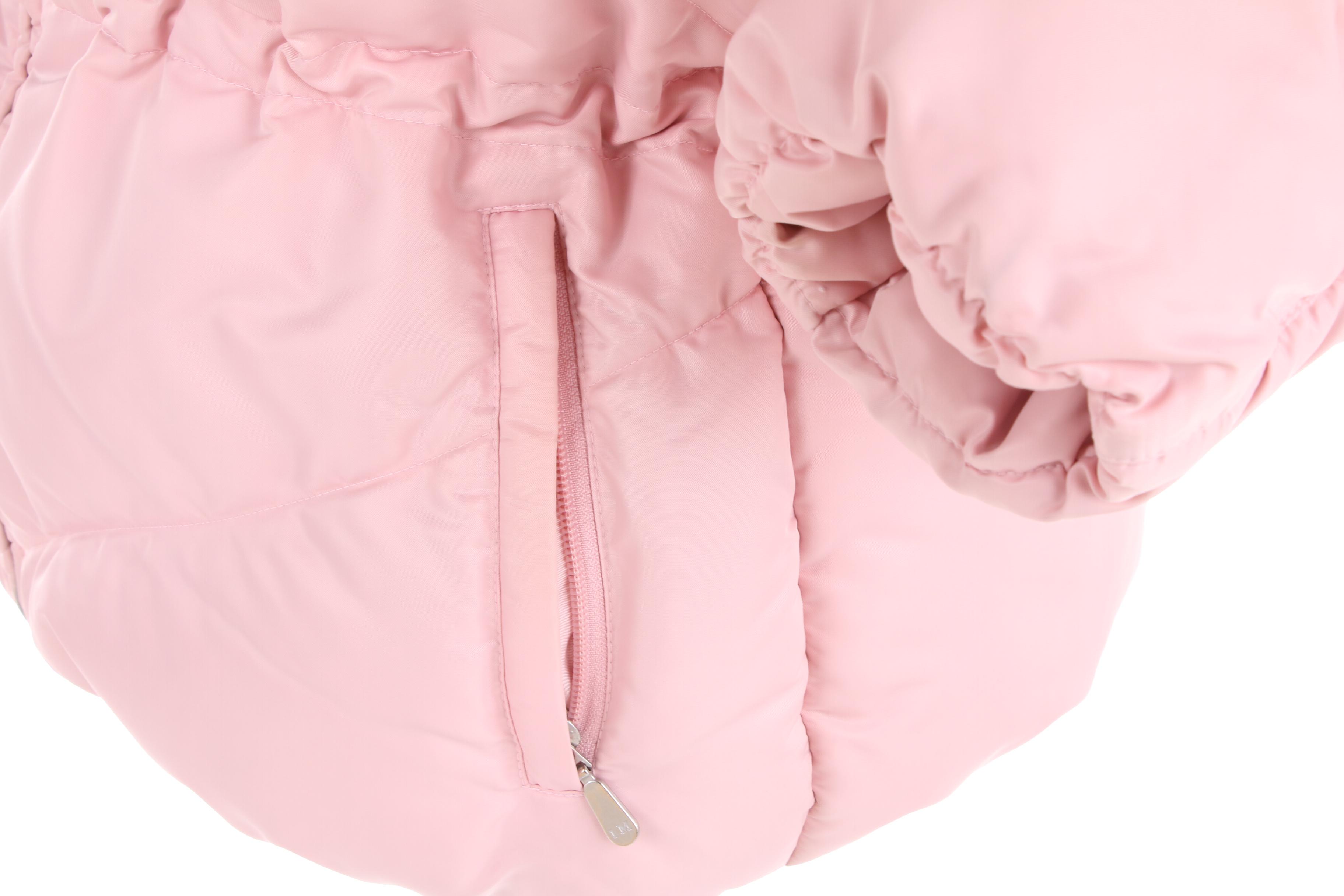 Women's 1 Madison Pink Puffer Coat with Removable Fox Fur Collar