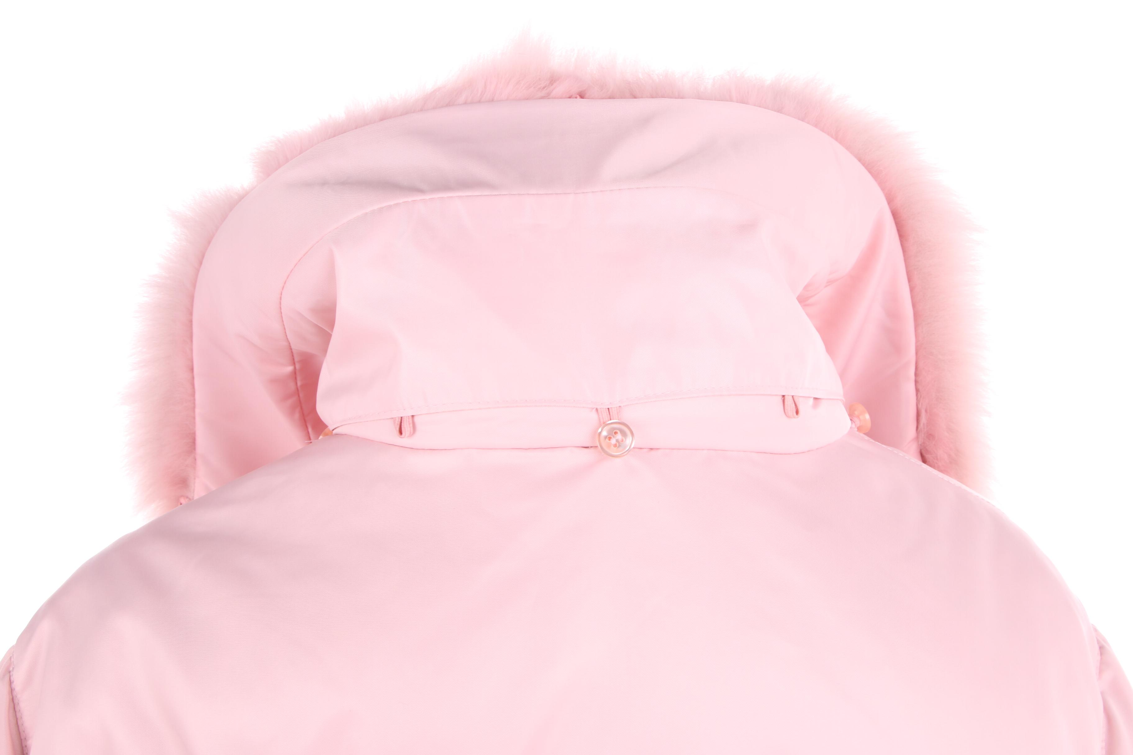 Women's 1 Madison Pink Puffer Coat with Removable Fox Fur Collar