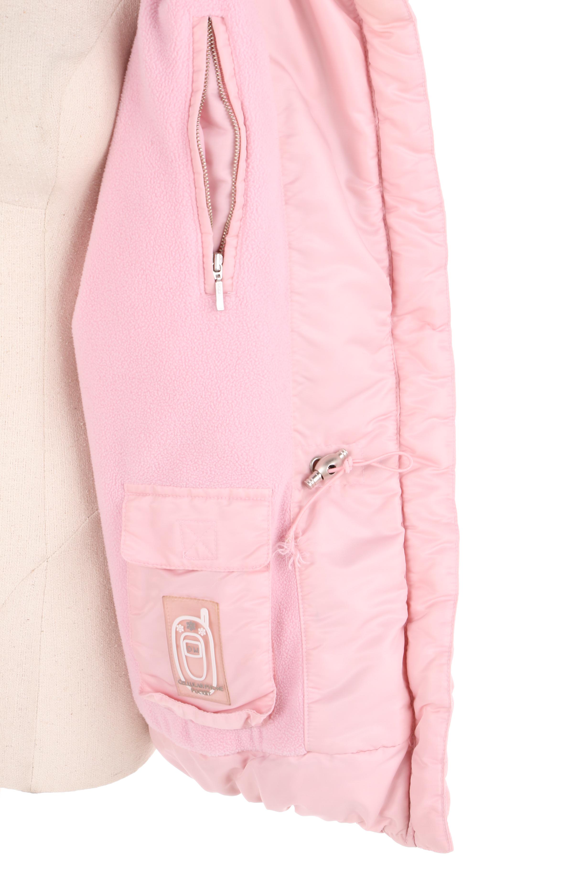 Women's 1 Madison Pink Puffer Coat with Removable Fox Fur Collar