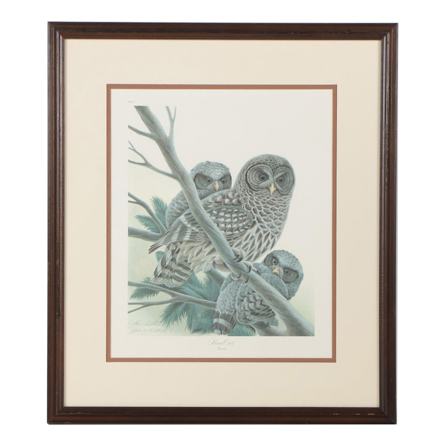 John Ruthven Offset Lithograph "Barred Owls"