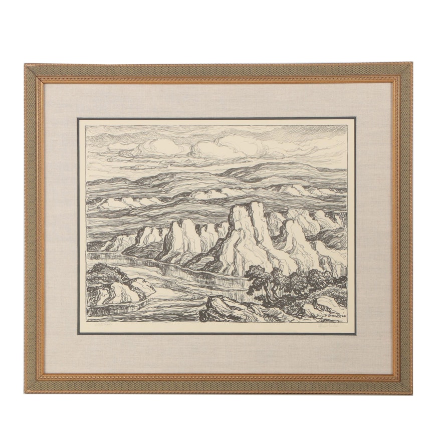 Birger Sandzen Lithograph "White Rocks"