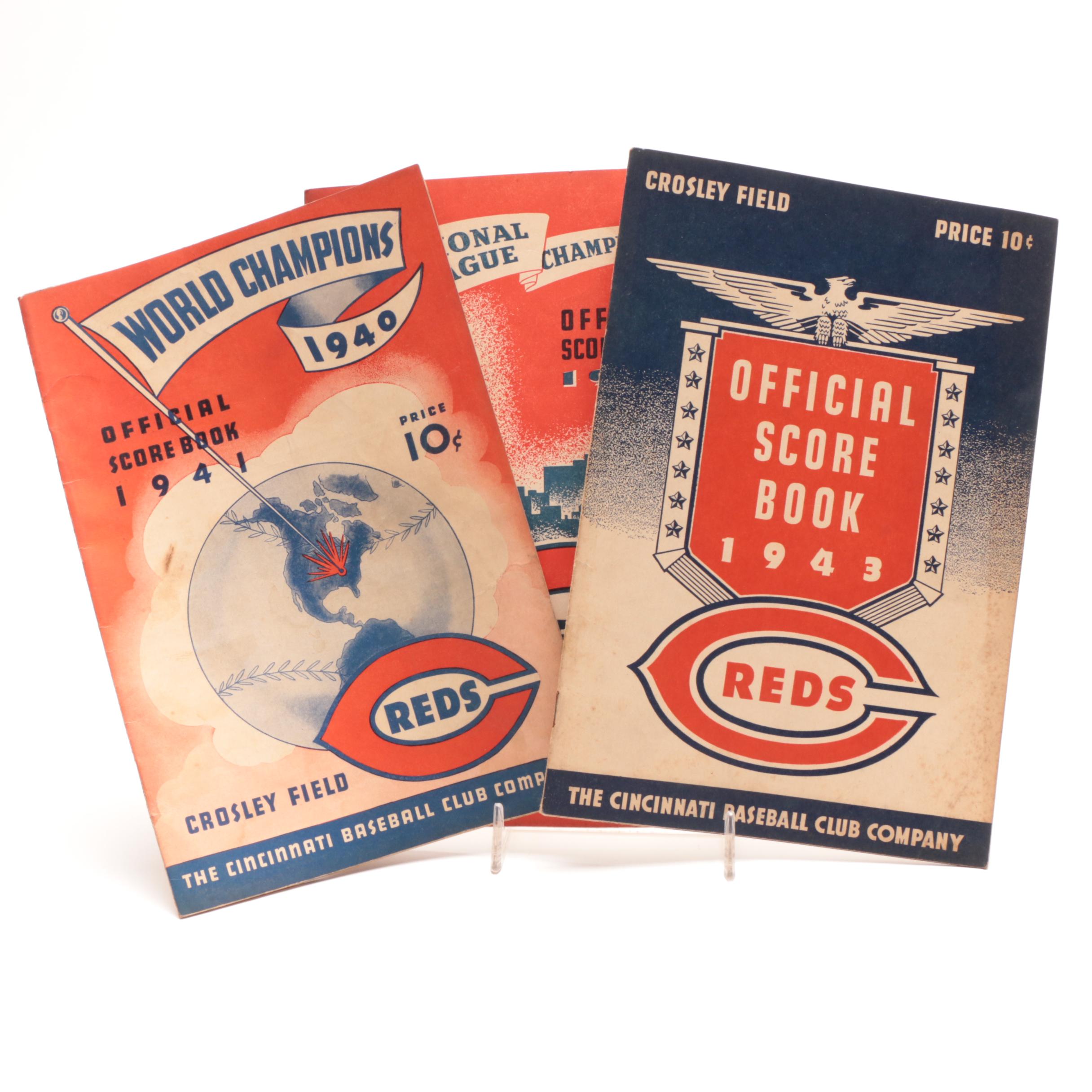 Three 1930s-1940s Cincinnati Reds  Souvenir Baseball Scorebooks