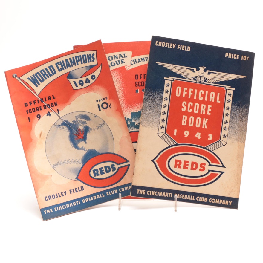 Three 1930s-1940s Cincinnati Reds  Souvenir Baseball Scorebooks