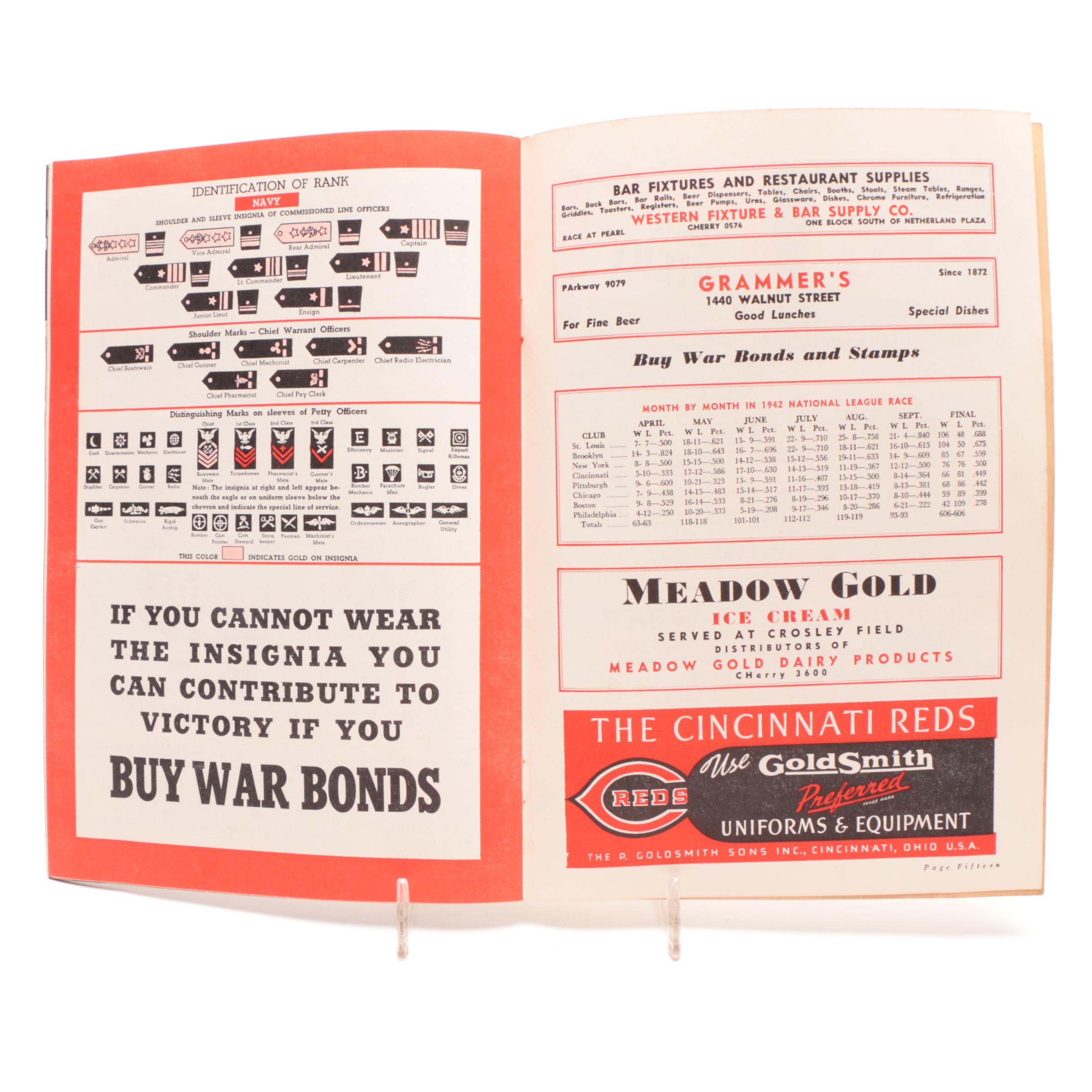 Three 1930s-1940s Cincinnati Reds  Souvenir Baseball Scorebooks