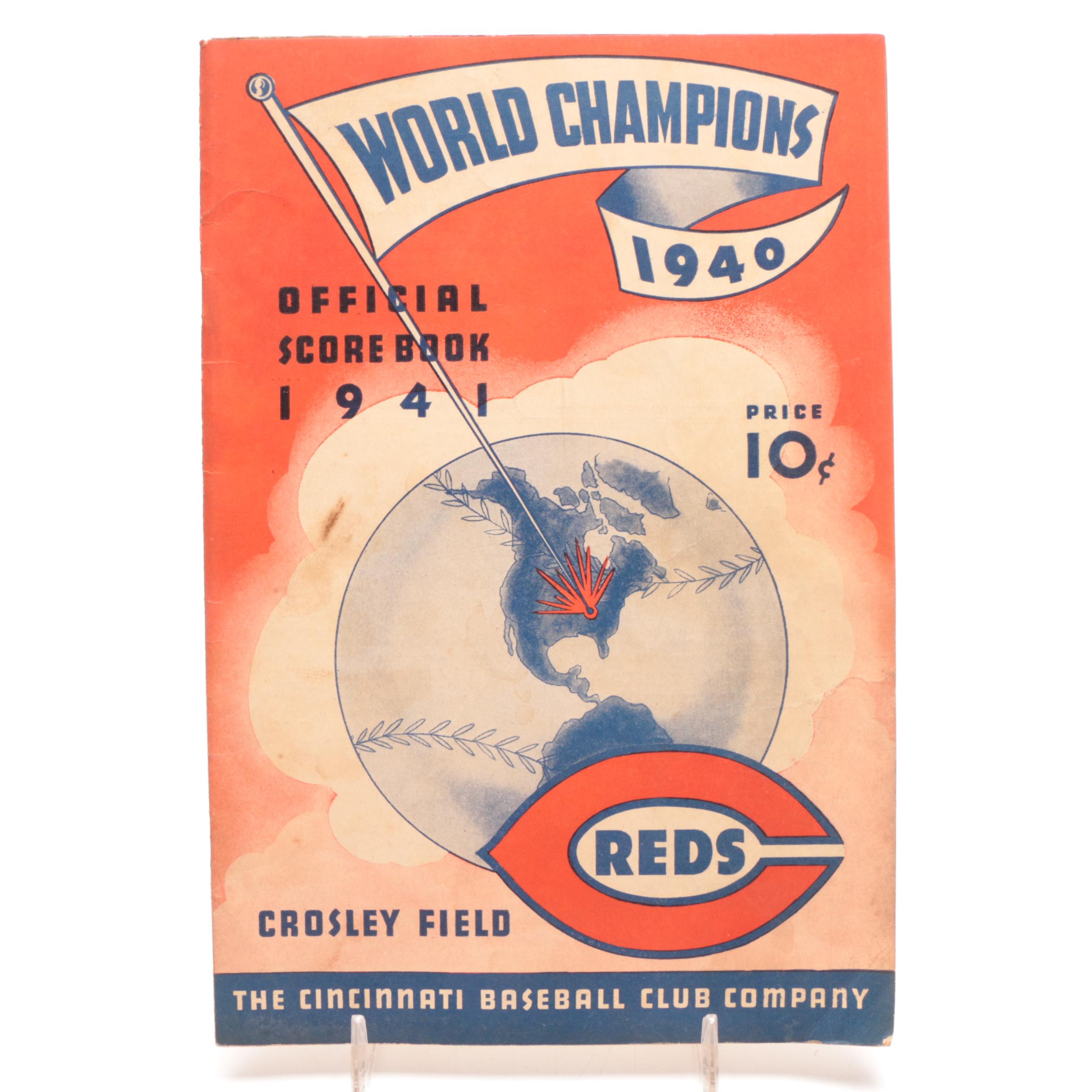 Three 1930s-1940s Cincinnati Reds  Souvenir Baseball Scorebooks