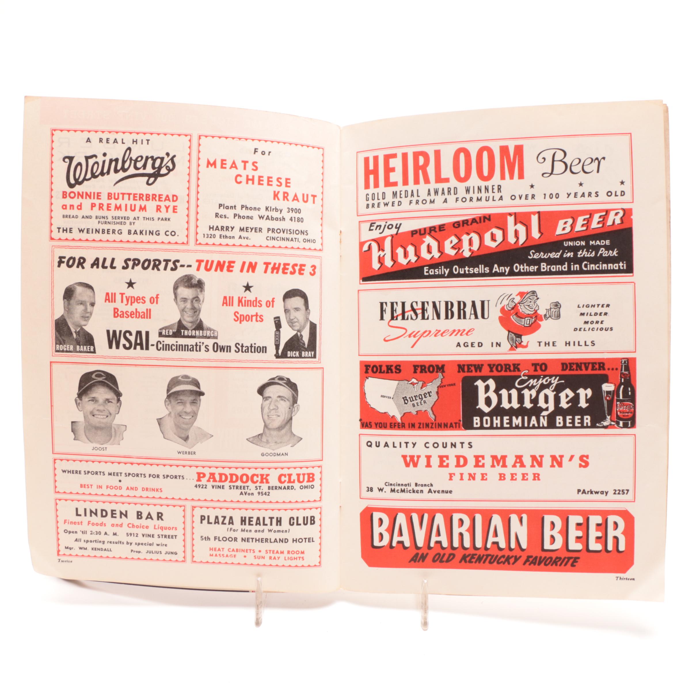 Three 1930s-1940s Cincinnati Reds  Souvenir Baseball Scorebooks