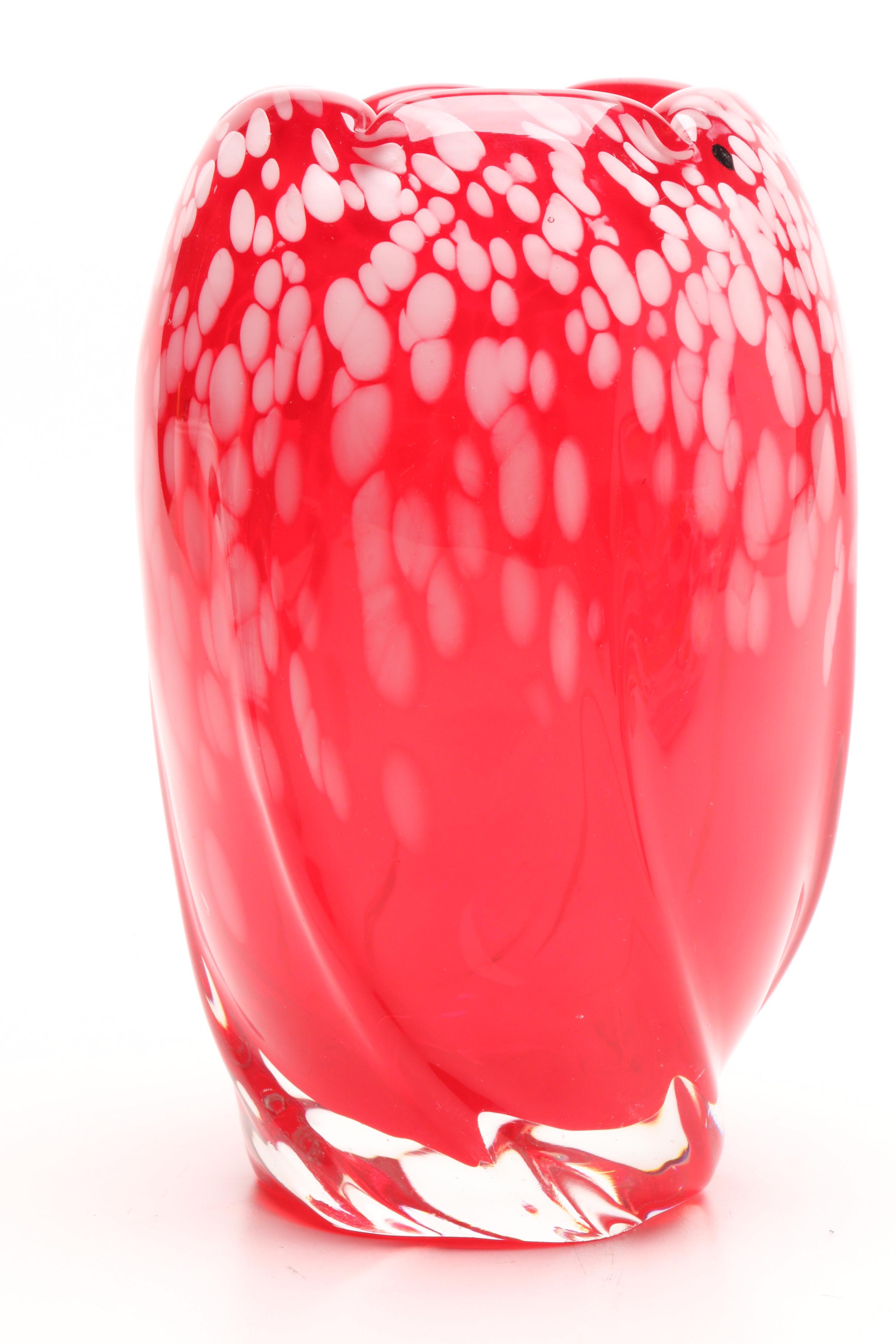 Japanese Dolphin Glass Vase, Signed Bertil Vallien Kosta Boda Vase and Murano