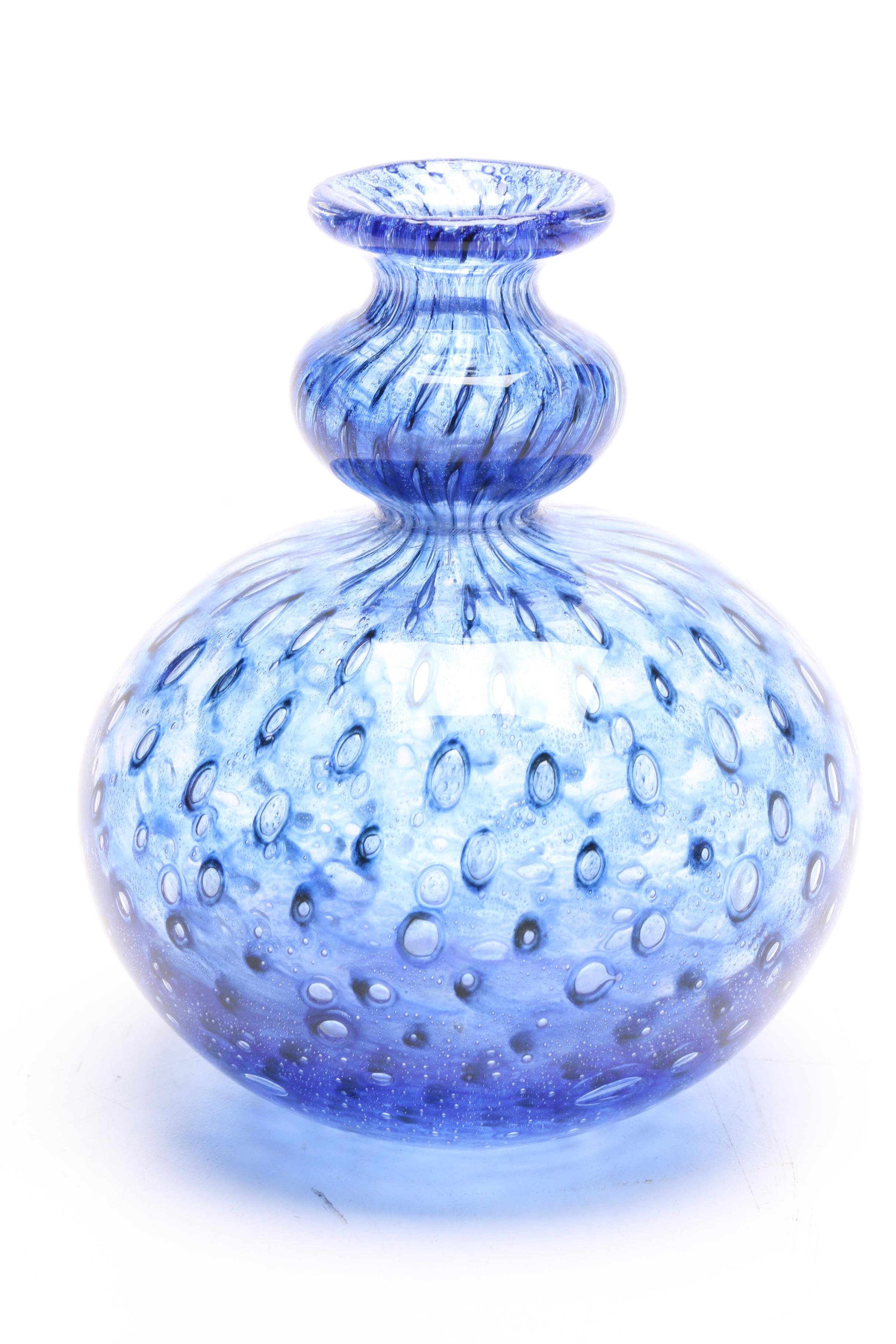 Japanese Dolphin Glass Vase, Signed Bertil Vallien Kosta Boda Vase and Murano