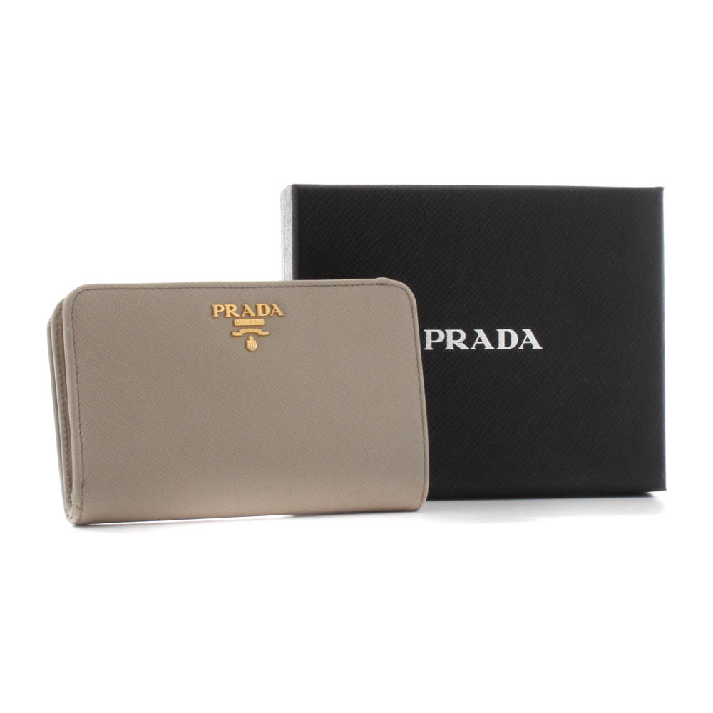 Prada Saffiano Taupe Leather Bifold Wallet